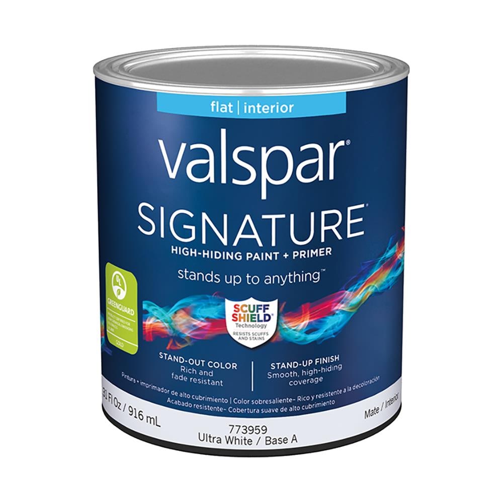 Valspar 007.0773959.005 Signature Flat Ultra White Tintable Latex Interior Paint Paint + Primer ( 1-quart )