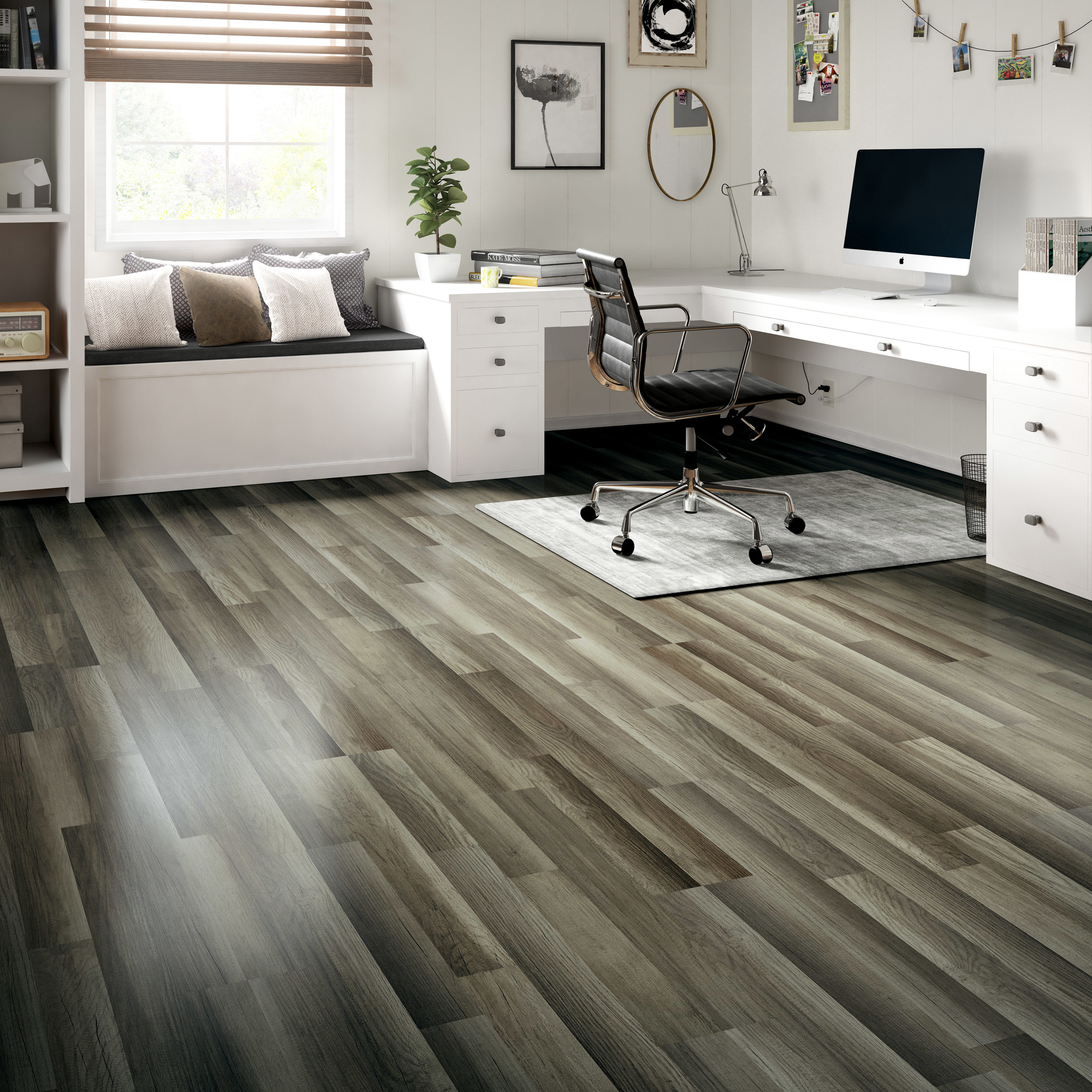 Style Selections Aged Gray Oak 8-mm Thick Wood Plank 7.59-in W x 50.7-in L  Laminate Flooring (21.44-sq ft) in the Laminate Flooring department at Lowes .com