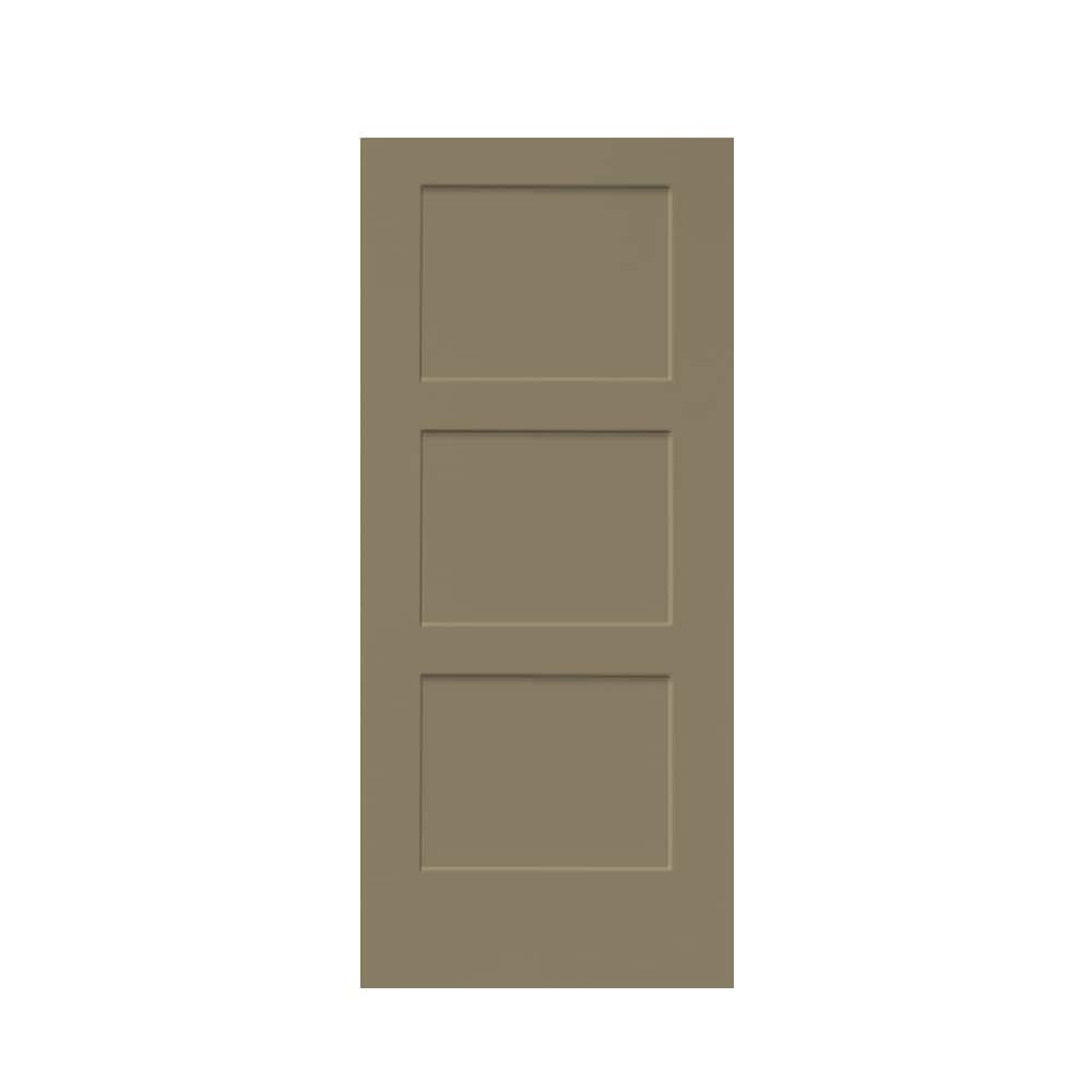 CALHOME PK-3PANEL-LS-30SL 30-in x 80-in Olive Green Stained MDF Hollow core Single Barn Door (Hardware Not Included)