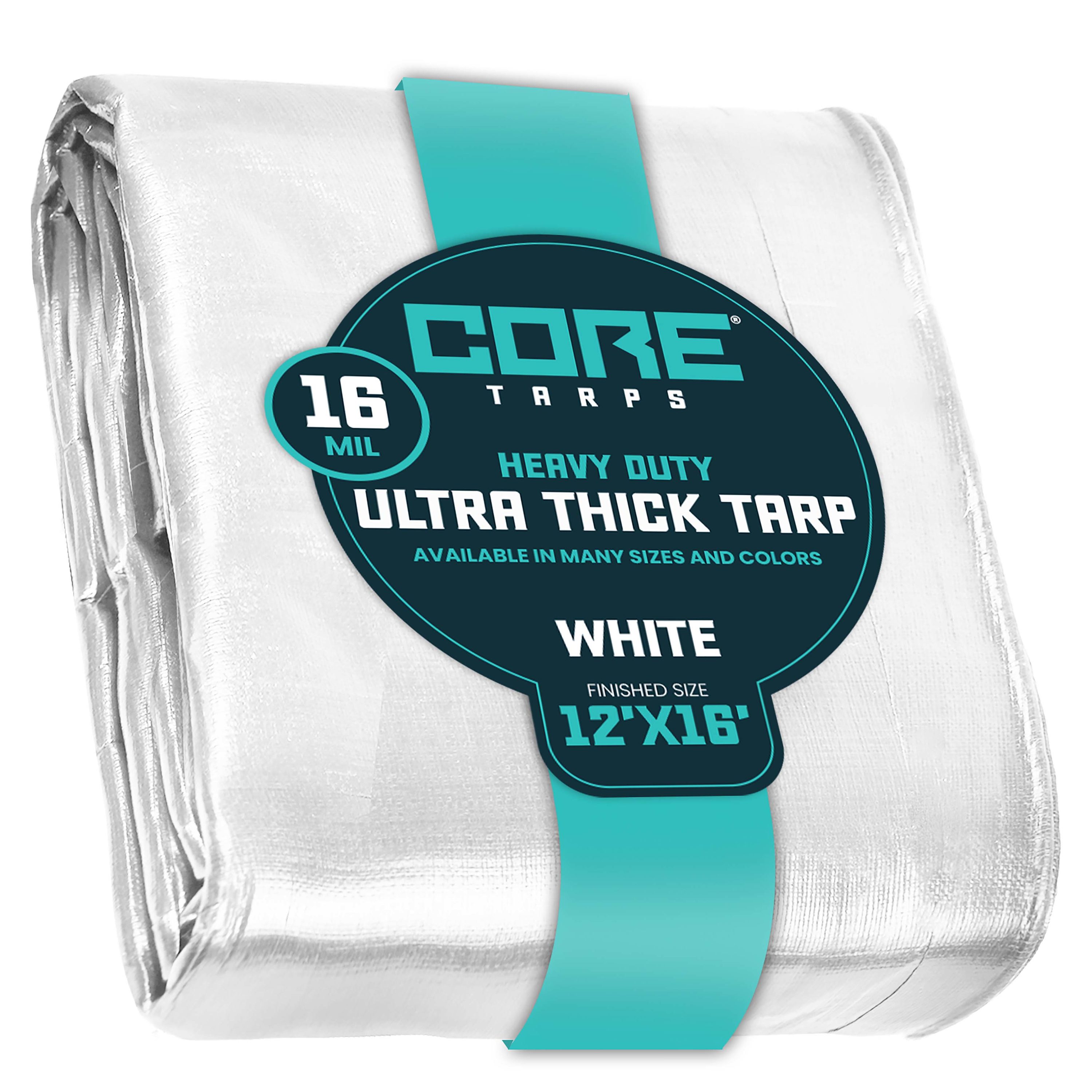 Core Tarps CT-304-12X16 12-ft x 16-ft White Waterproof Commercial Polyethylene 16-Mils Tarp