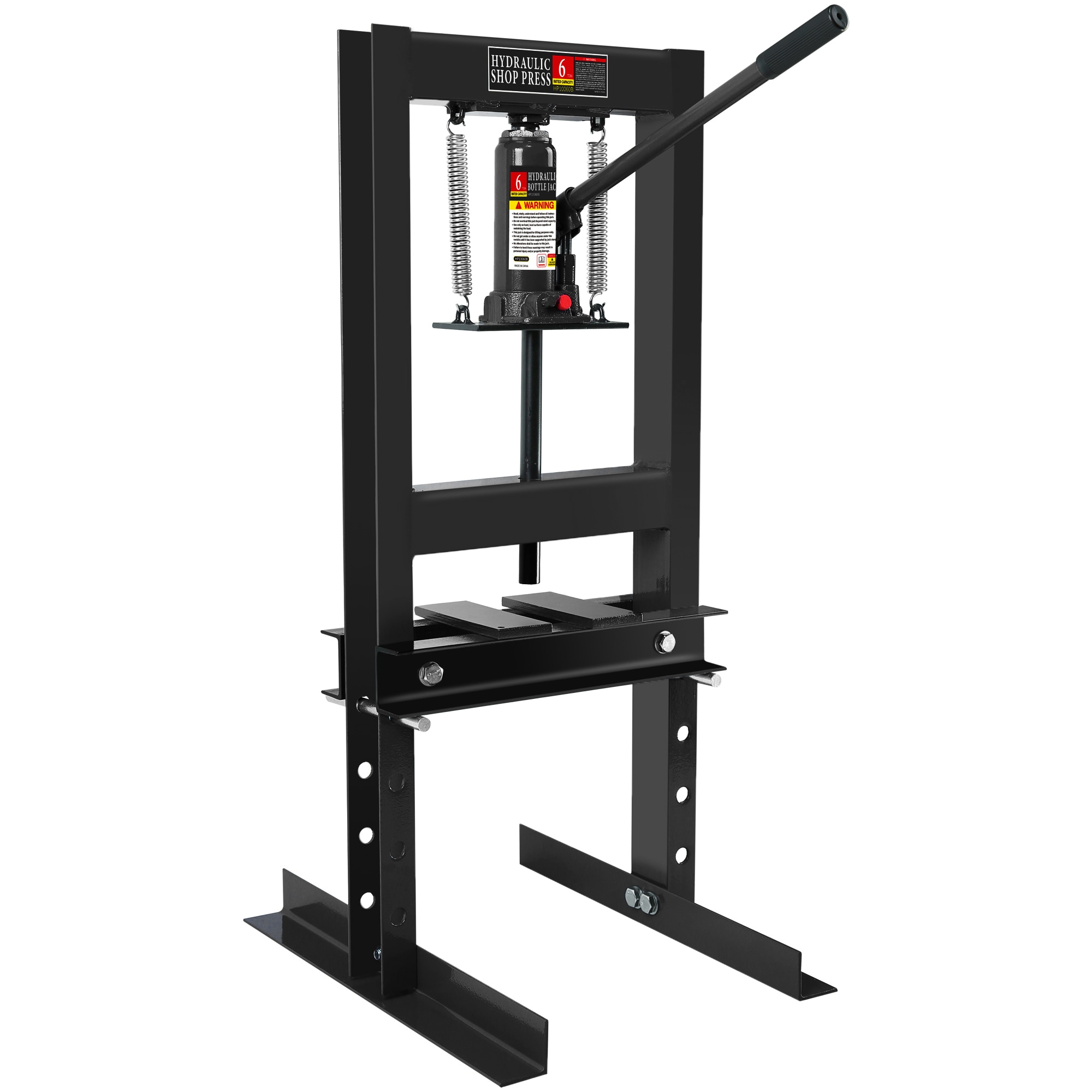 GAOMON 6 Ton H Frame Hydraulic Garage Floor Shop Press with Adjustable Workbench Height and Press Plates for Automotive Repair Metal Fabrication Projects- Black