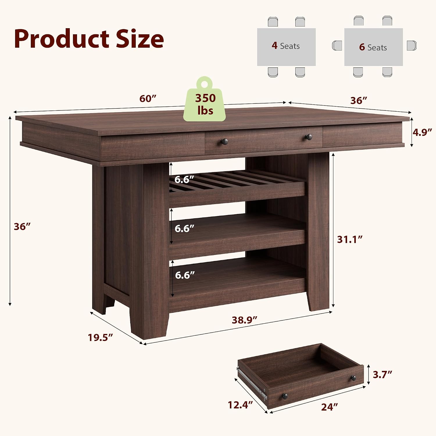 GAOMON CQC-YHI6SV-UWL7 Dining-Tables - View #2