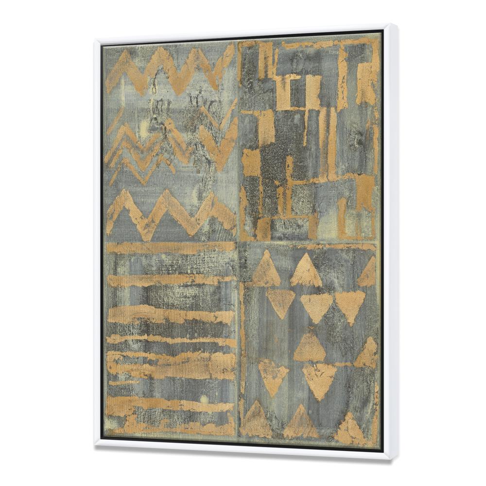 Designart FL30609-30-40-WH Gold Geometric Tapestry III- Modern and Transitional Framed Canvas
