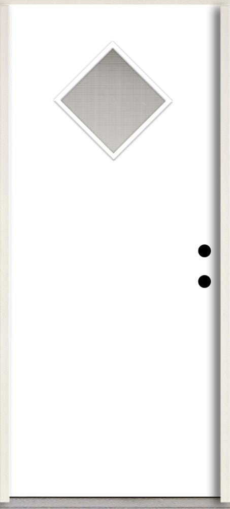 RELIABILT LO1062519 Spotlights 36-in x 80-in x 4-5/8-in Fiberglass 1/4 lite Left-hand inswing Primed Unfinished Prehung Front Door Insulating core