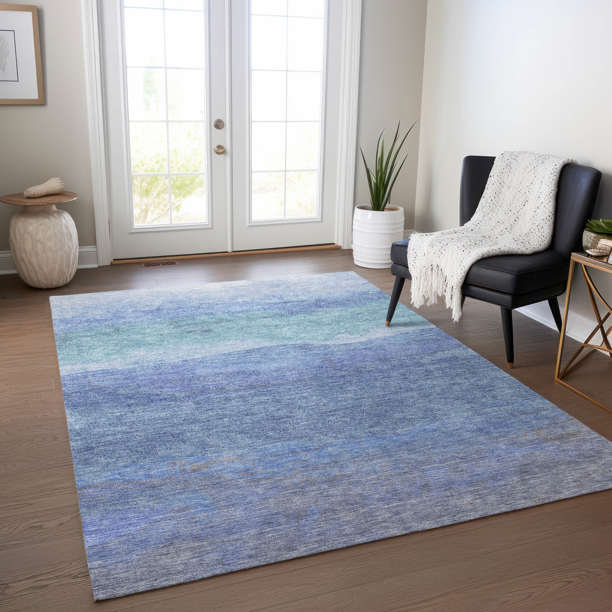 Addison Rugs ACN1699BU8X10 Chantille ACN1699BU 8 x 10 (ft) Loomed Polyester Blue Rectangular Indoor/Outdoor Machine washable Area rug