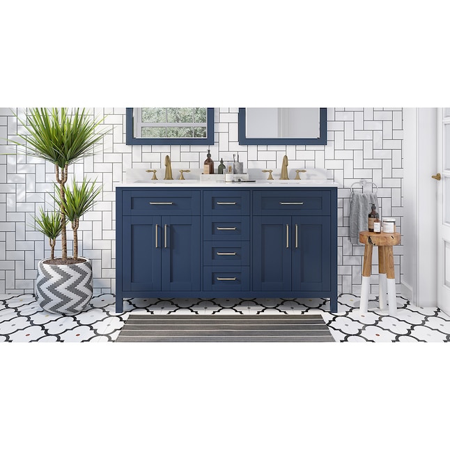 Ove Decors Tahoe 60 In Midnight Blue, 60 Vanity Double Sink Dimensions