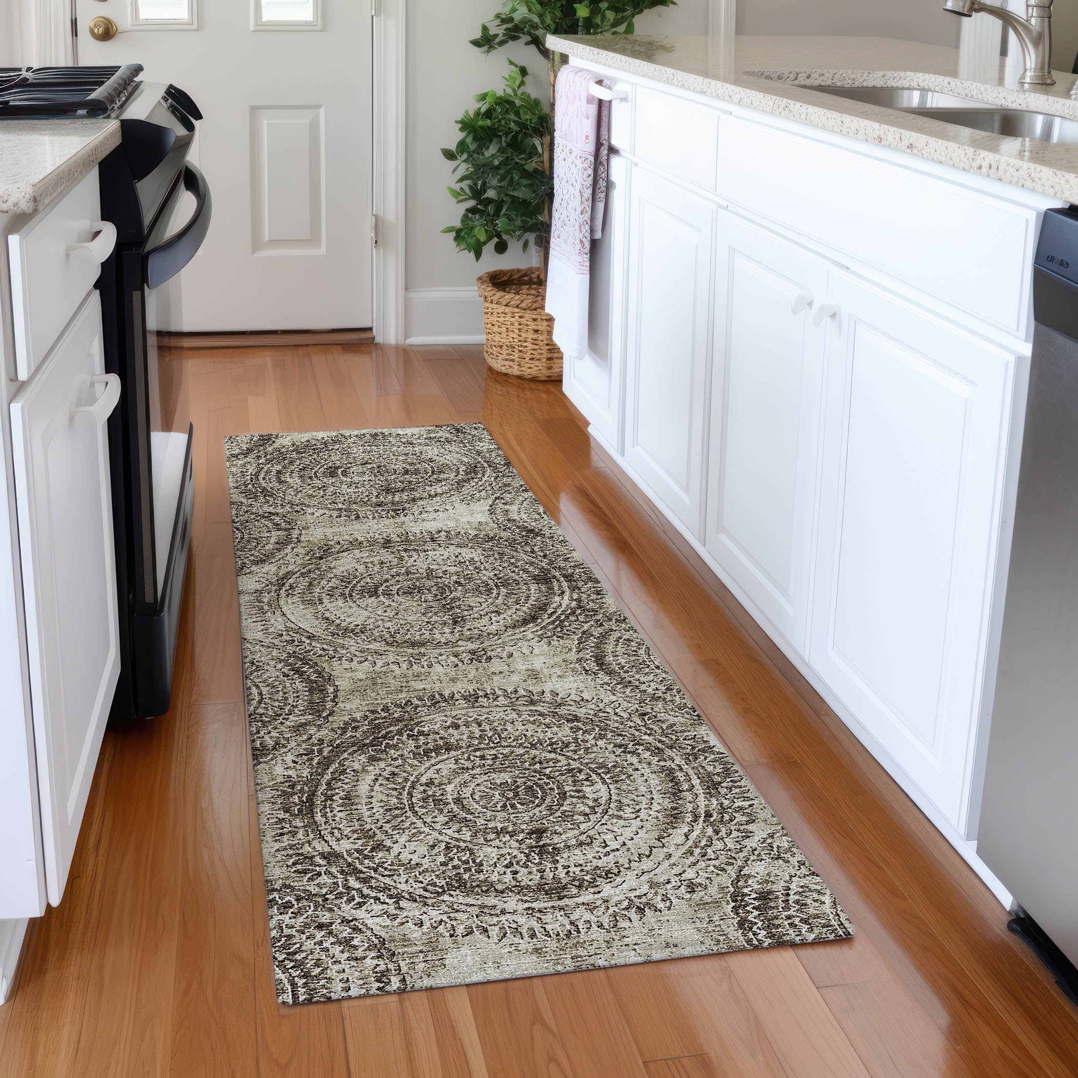 Addison Rugs AMF113BR2X8 Mayfield AMF113BR 2 x 7 (ft) Loomed Polyester Brown Rectangular Indoor Geometric Machine washable Area rug