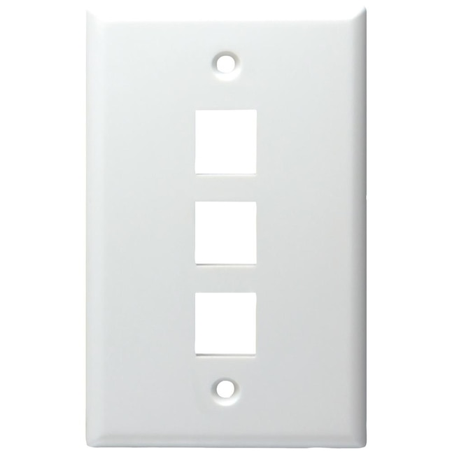 Datacomm Electronics 3 Gang Keystone Standard Wall Plate White In The Plates Department At Com - 3 Port Decora Wall Plate Insert