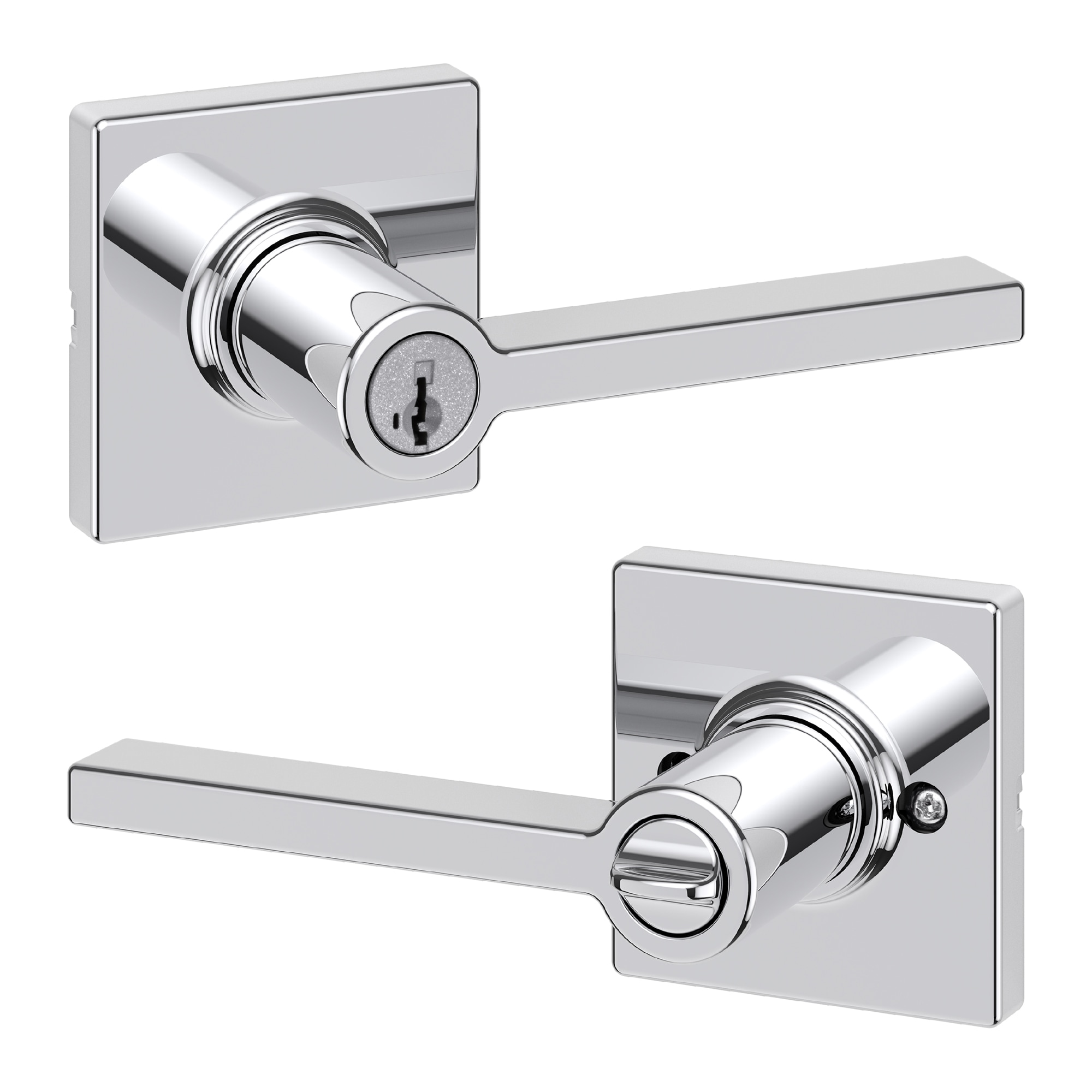 Kwikset 405CSL SQT 26 SMT Casey Polished Chrome Exterior Keyed Entry Door Handle with SmartKey