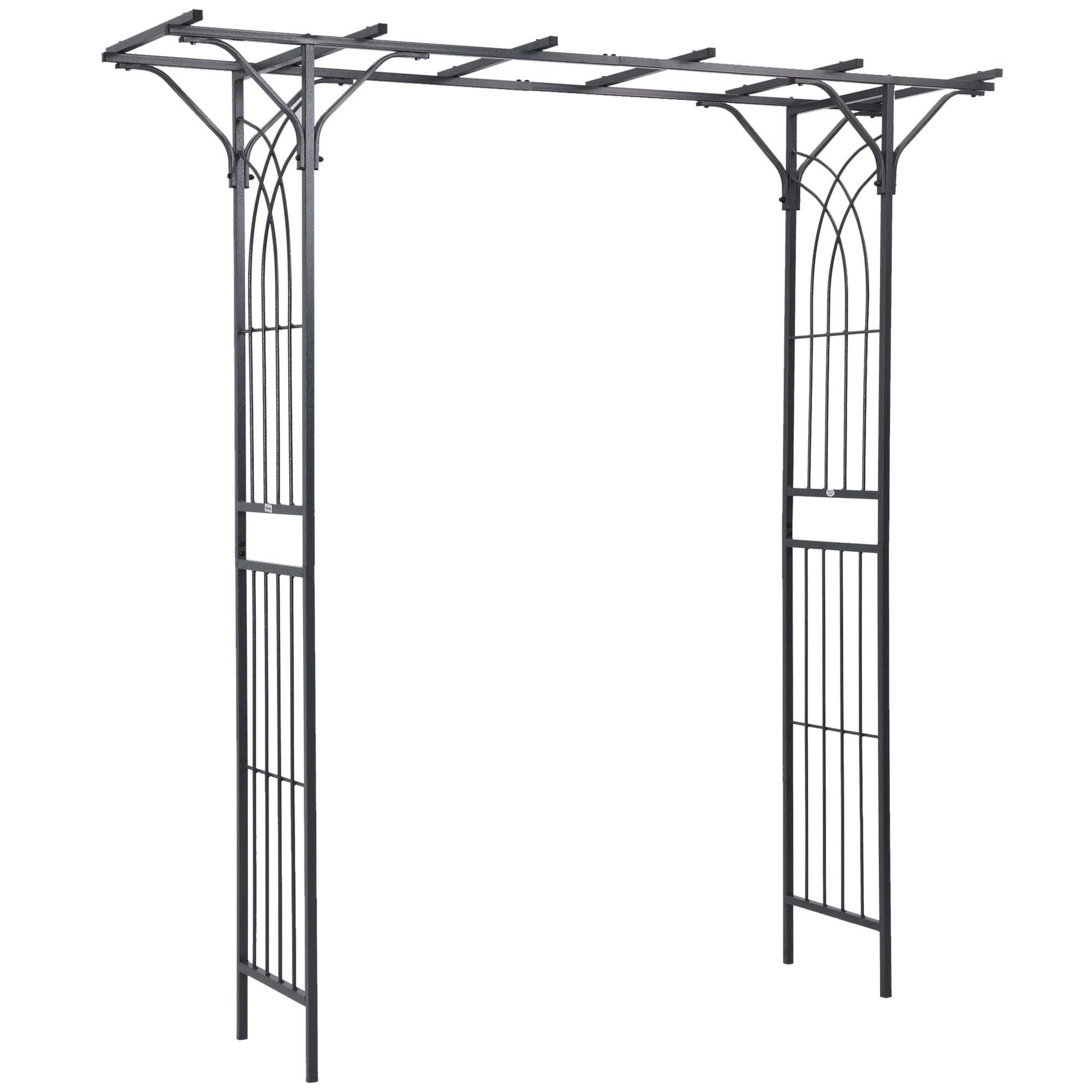 Maocao Hoom JLWP174414 Decorative Metal Garden Trellis Arch 4.5-ft W x 6.89-ft H Flat Gray Wrought iron Garden Arbor