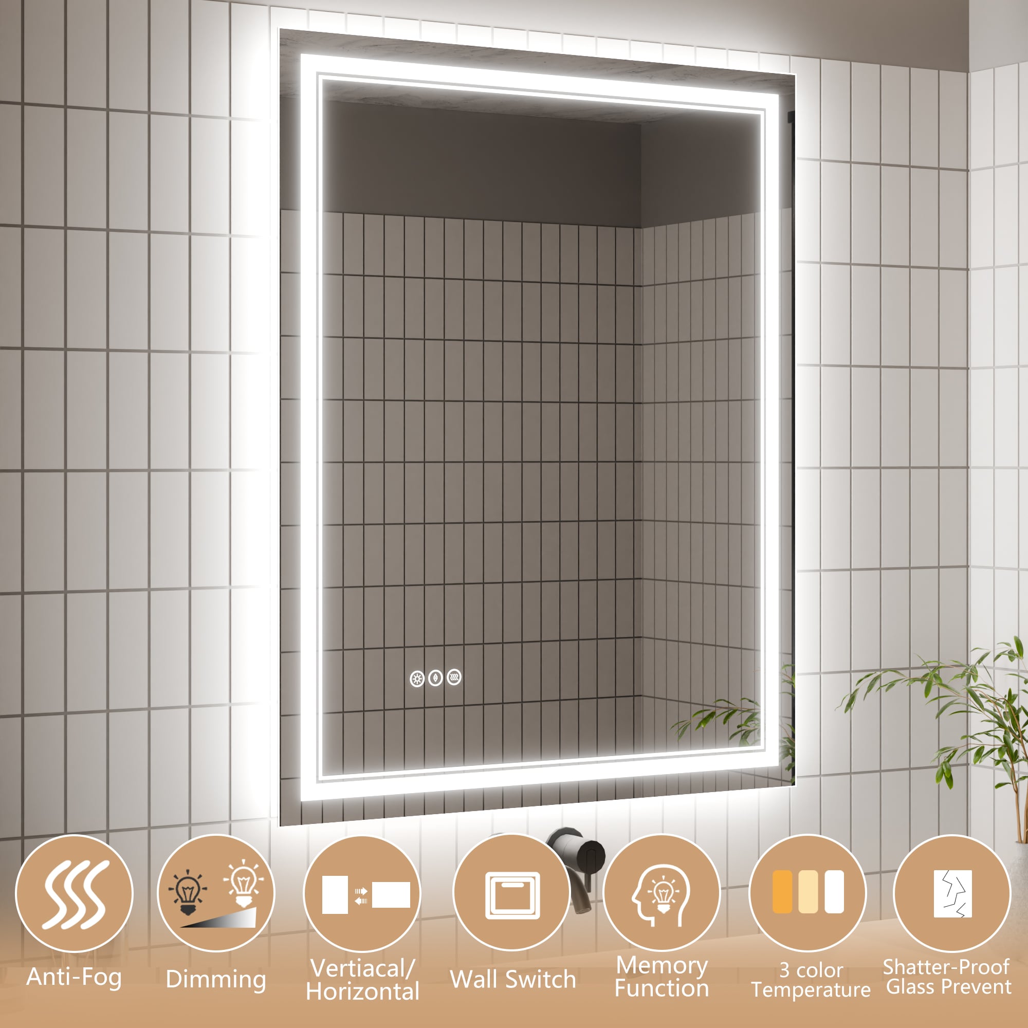 WELLFOR EX-TF3240 Framed-Bath-Mirrors - View #6