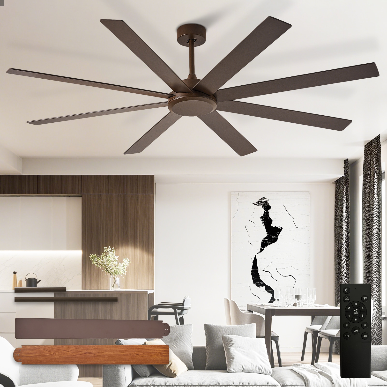 Depuley 197B 66-in brown Fandelier Ceiling Fan Without Light and Remote Control Included