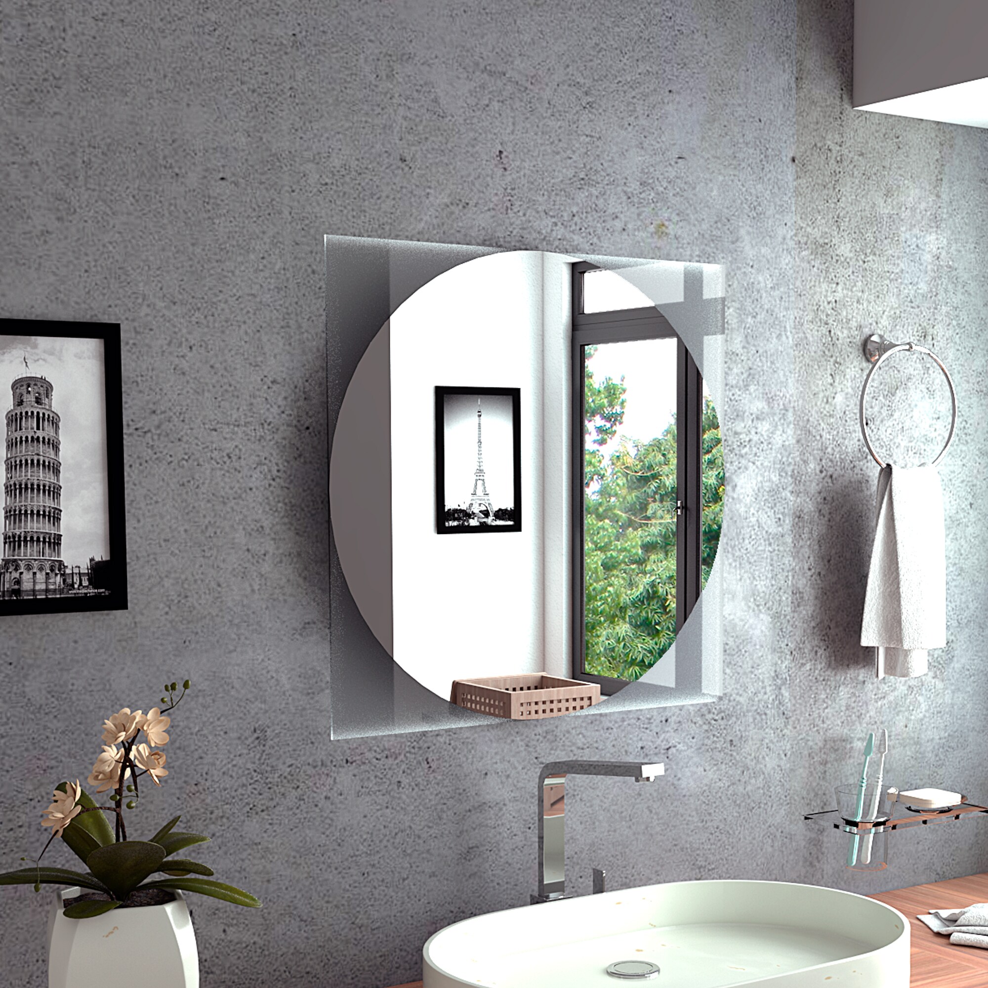 Tatayosi XH-122806 Mirror Mundip Modern Square Mirror with Sandblasting Borders