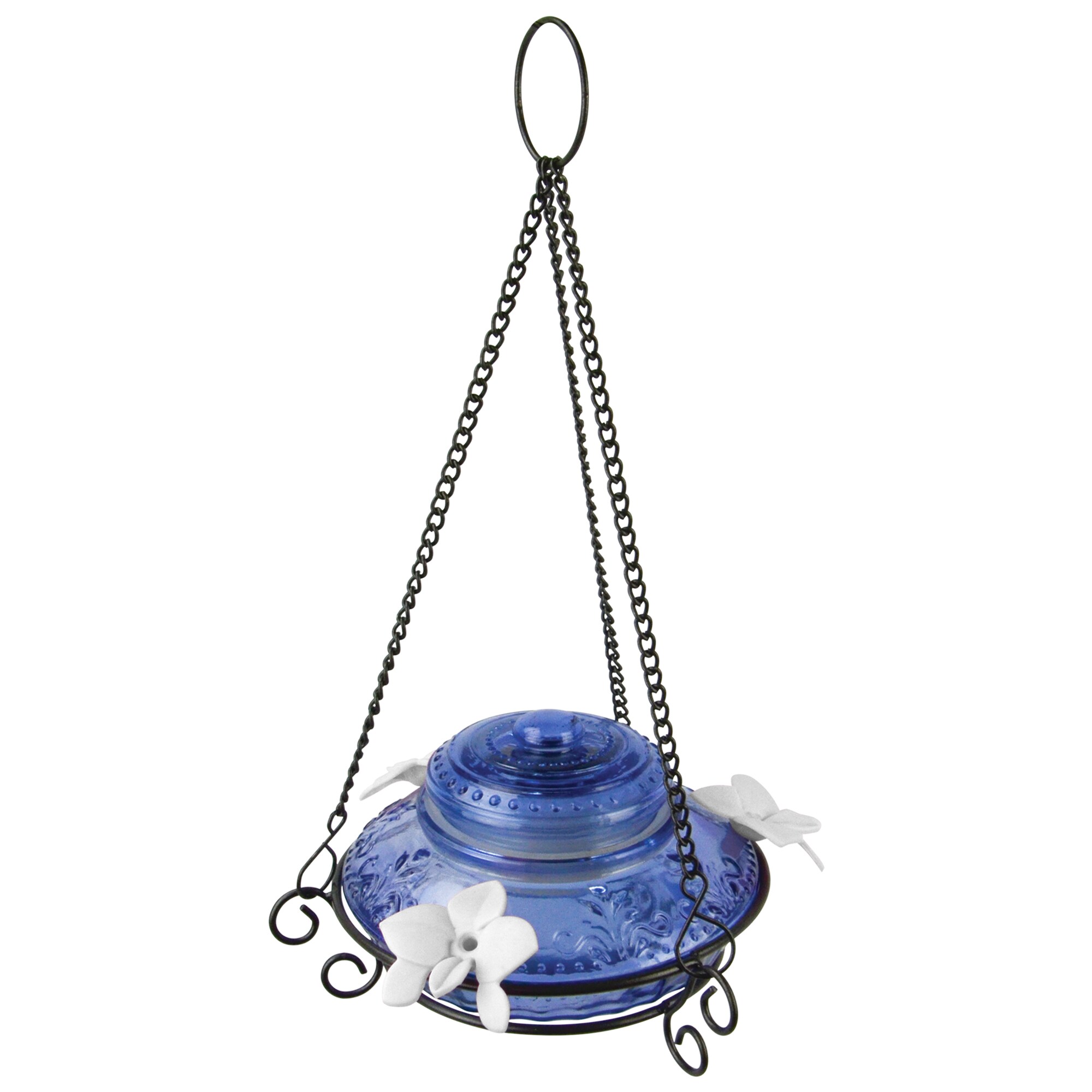 Style Selections Antique Top Fill Blue Glass Hanging Hummingbird Feeder In The Bird Feeders 1737