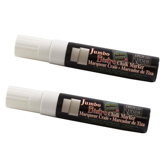 JAM Paper Jumbo Point Erasable Chalk Markers, White, 2/Pack in the