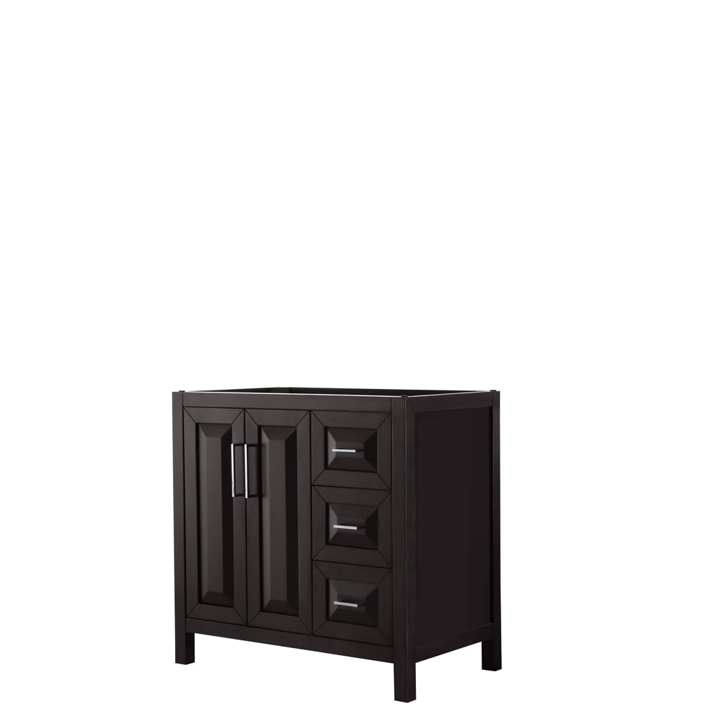 Wyndham Collection WCV252536SDECXSXXMXX Daria 36-in Dark Espresso with Polished Chrome Trim Bathroom Vanity Base Cabinet without Top