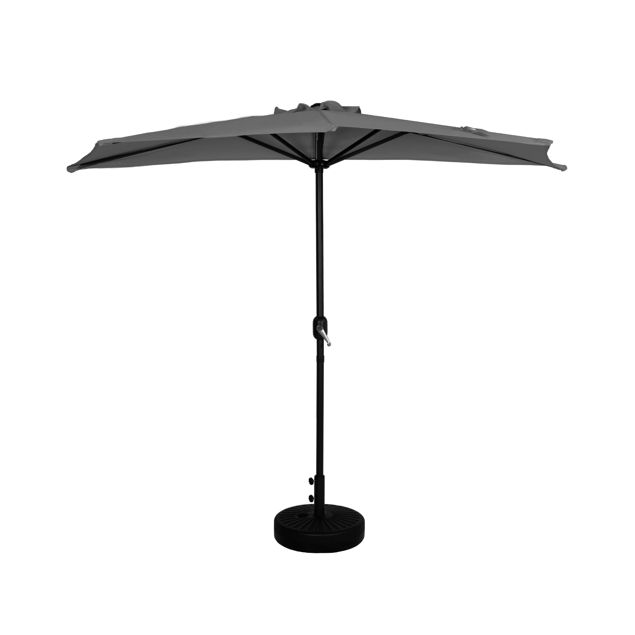 Westin Furniture OS3003-GY-981RDBK 9-ft Steel Gray No-tilt Half-round Patio Umbrella with Base
