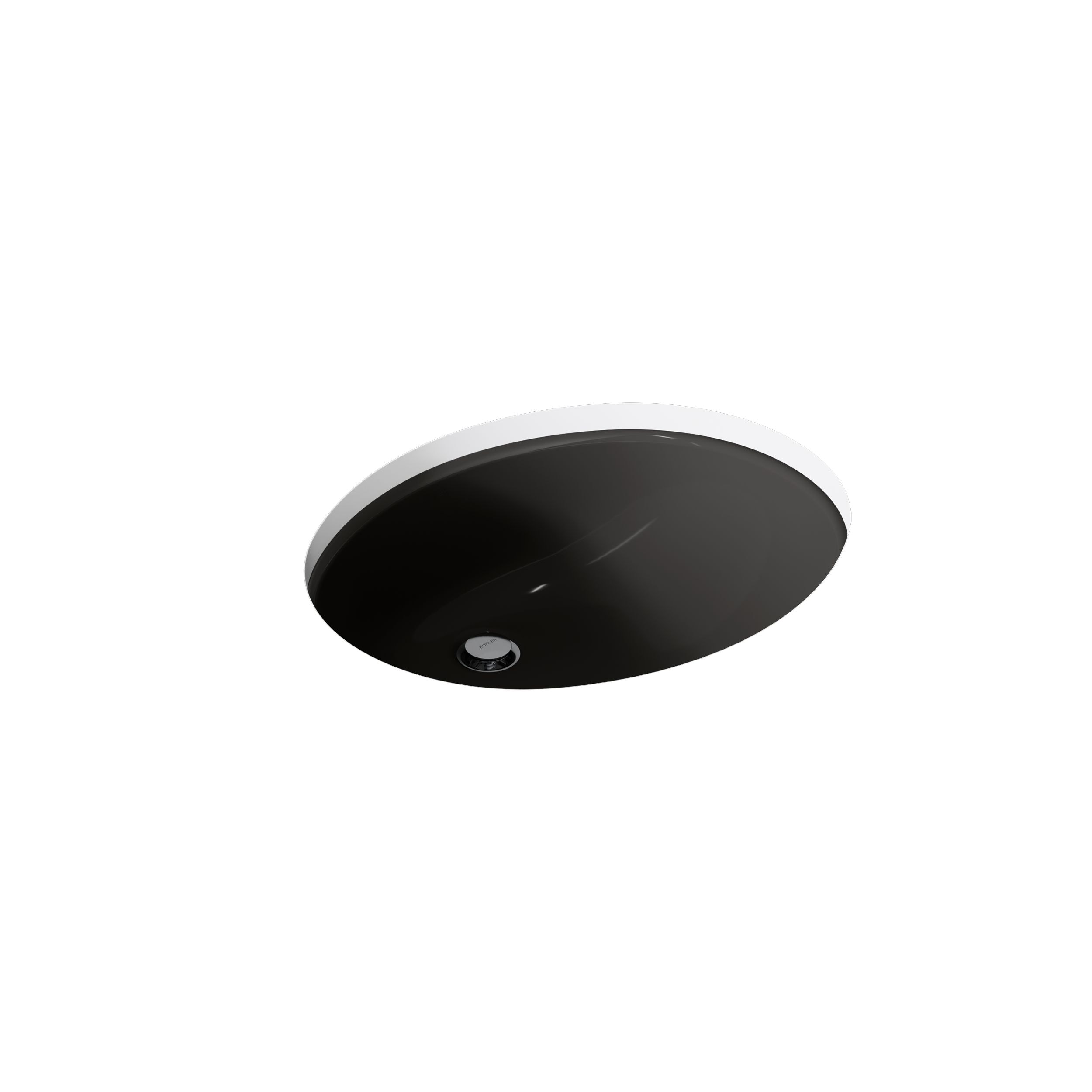 KOHLER Caxton Vitreous China 19.25-in Undermount Oval Traditional Black Bathroom Sink