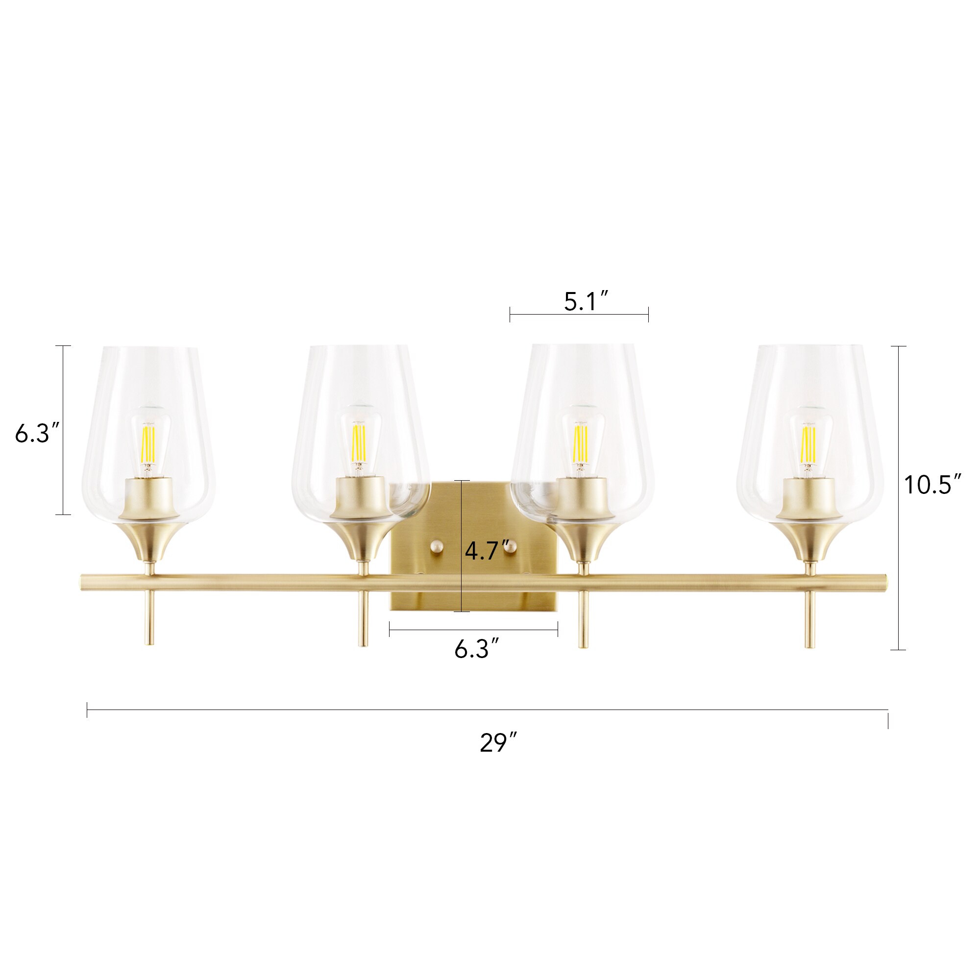 CO-Z 29-in 4-Light Antique Brass LED Modern/Contemporary Vanity Light ...