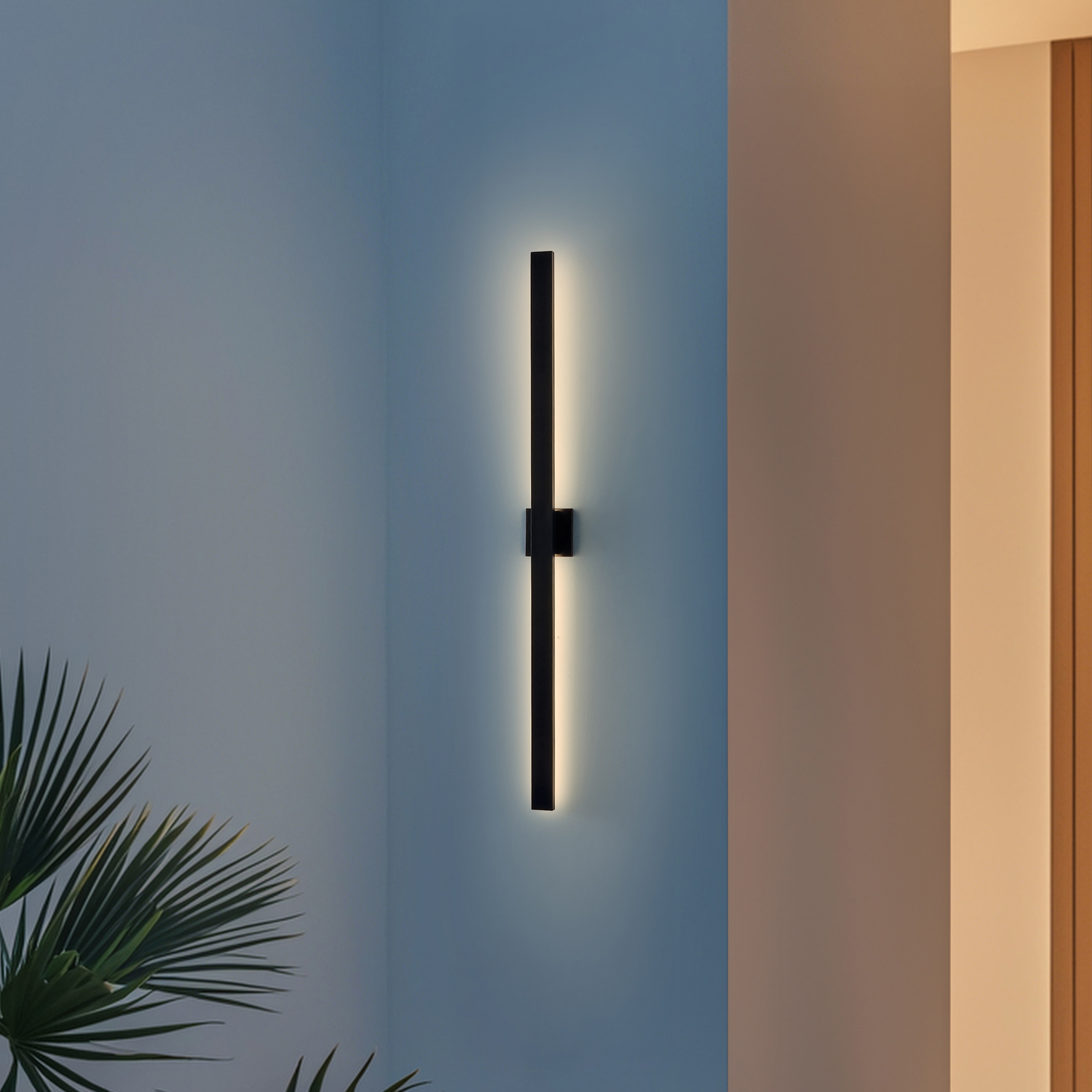 JONATHAN  Y JYL7146A Vara Minimalist Indoor/Outdoor 350-Degree Rotatable Linear 49.50-in W 1 -Light Polished Black Integrated LED Wall Sconce
