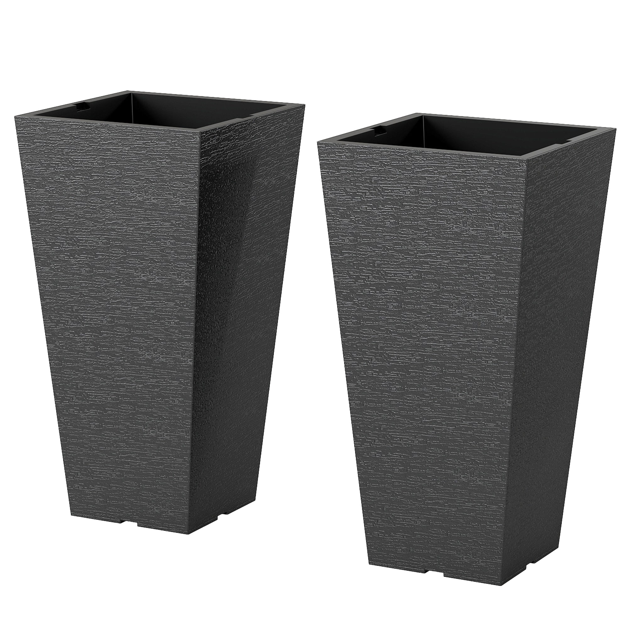 Outsunny - 23 Inch Tall Planters for Outdoor Plants Set of 2 Plastic Flower Pots Weather and U...
