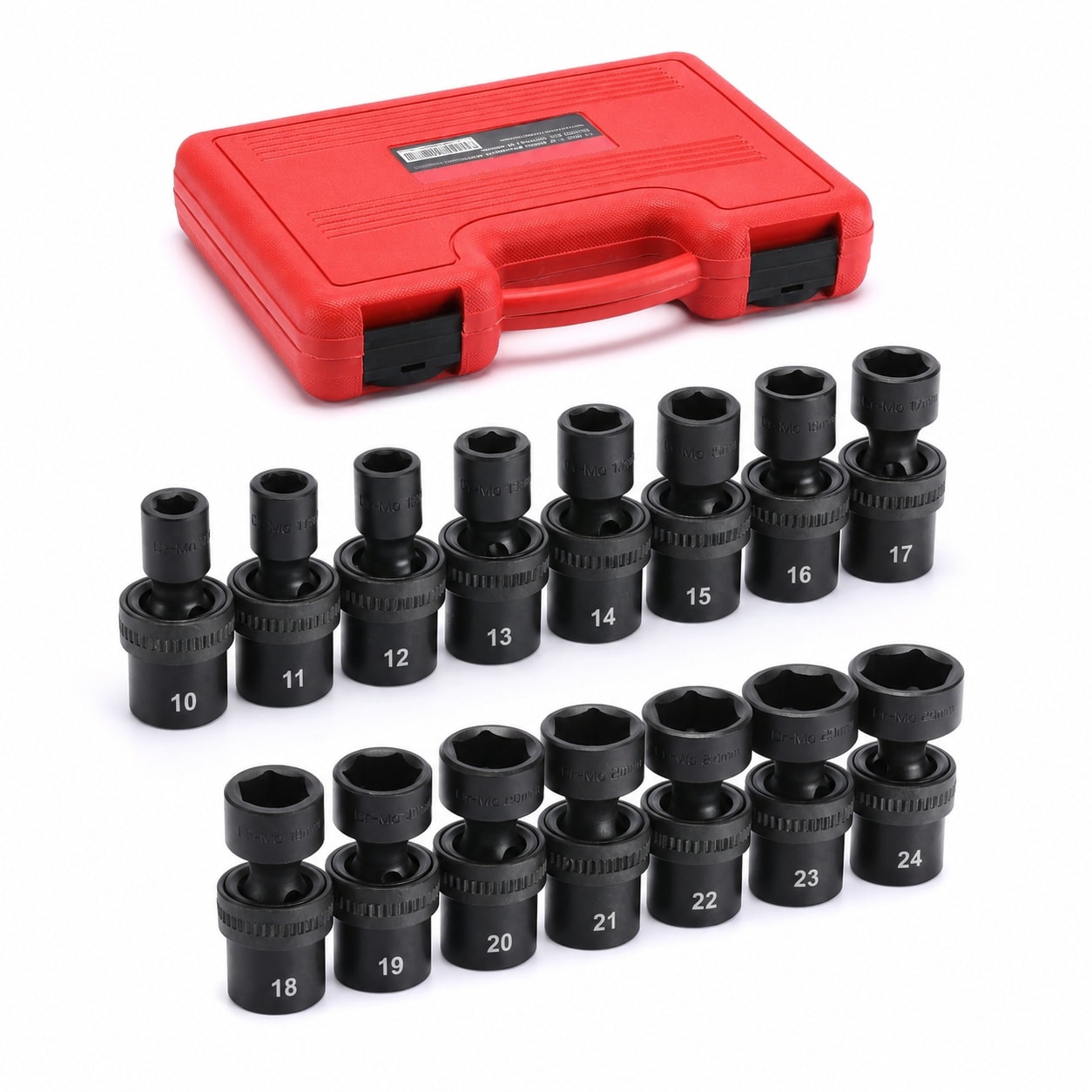 Justincity  15 Piece 1/2 Drive Standard Universal Impact Socket Set 6 Point Metric Sizes 10mm to 24mm durable home and garden accessory designed