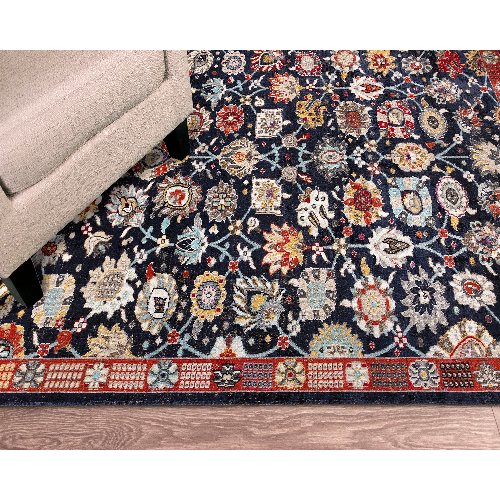 Liora Manne Fresco 5 x 8 Navy Indoor/Outdoor Floral/Botanical Area Rug in  the Rugs department at