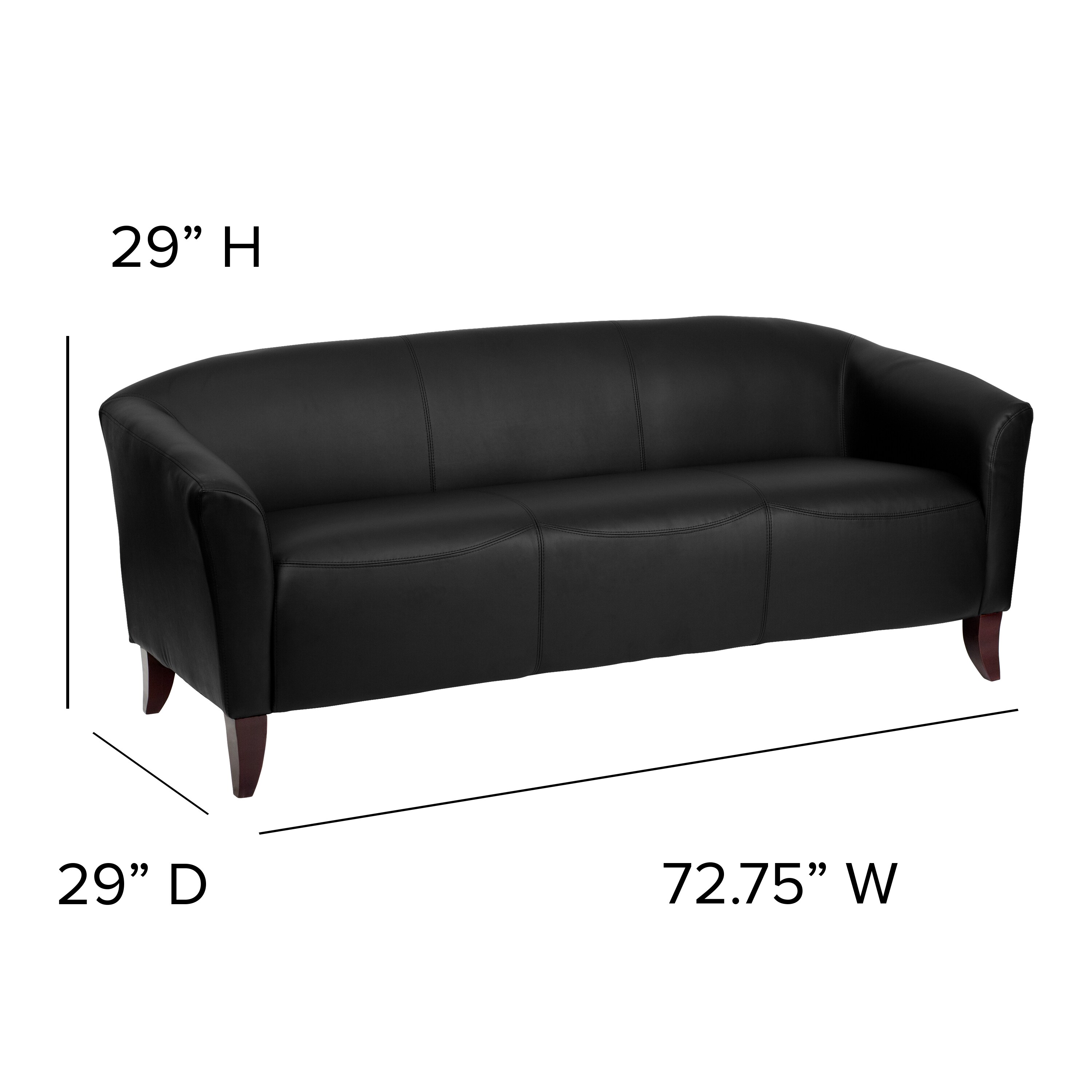 Flash Furniture Imperial Modern Black Faux Leather Sofa in the Couches