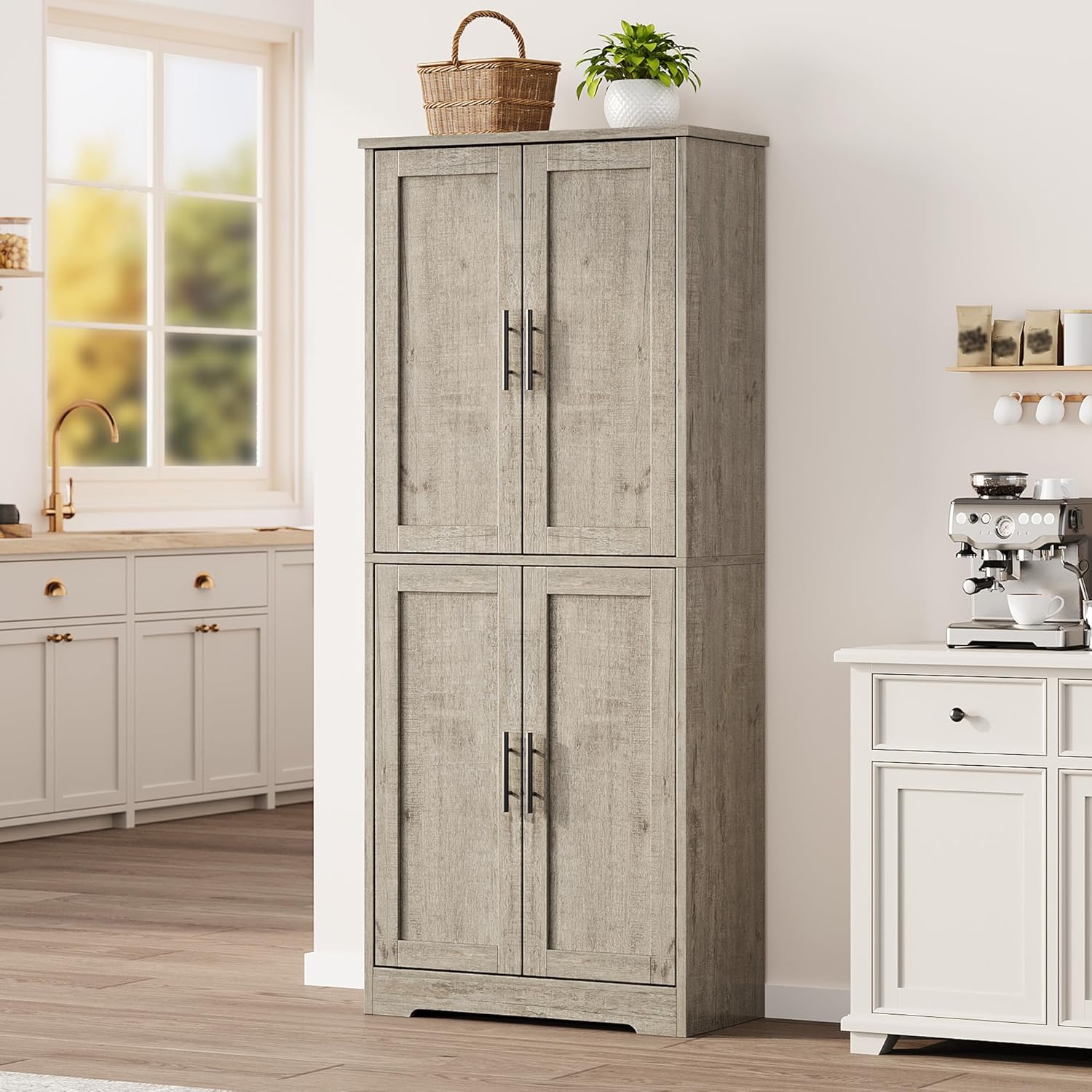 GAOMON Pantry cupboard 70 inch tall storage cabinet with doors ...