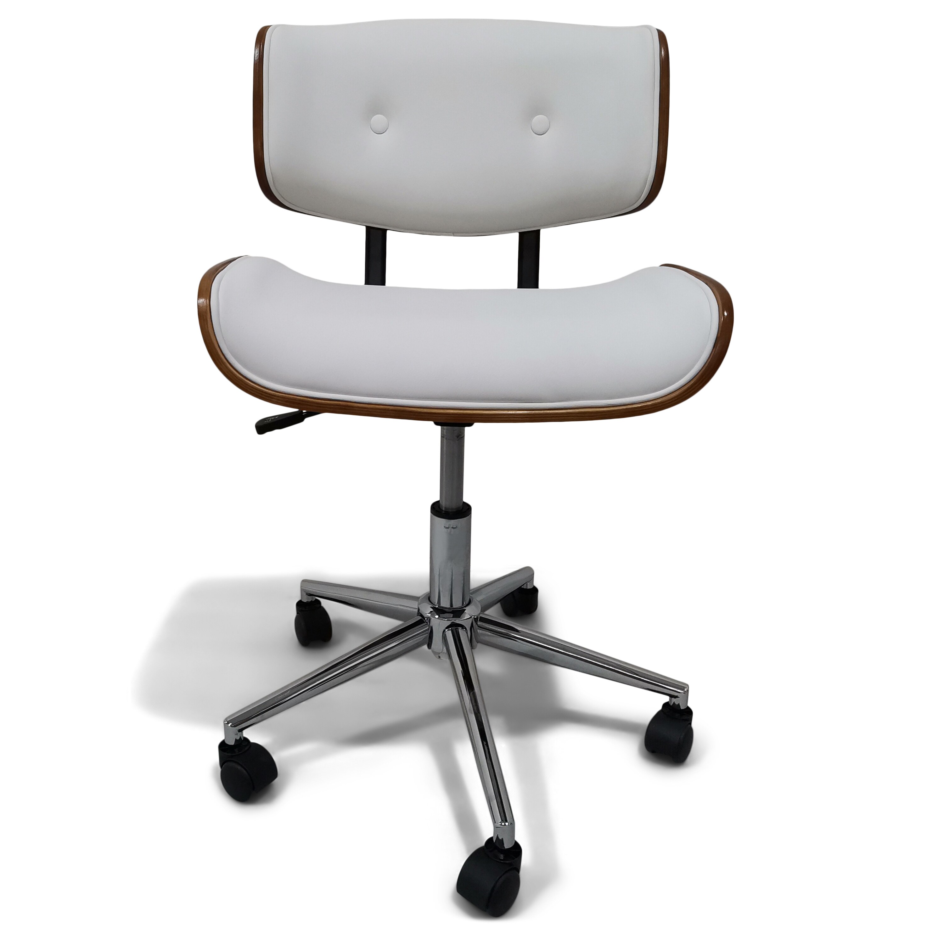 Simpli Home Dax White Transitional Adjustable Height Swivel Faux Leather  Desk Chair in the Office Chairs department at 