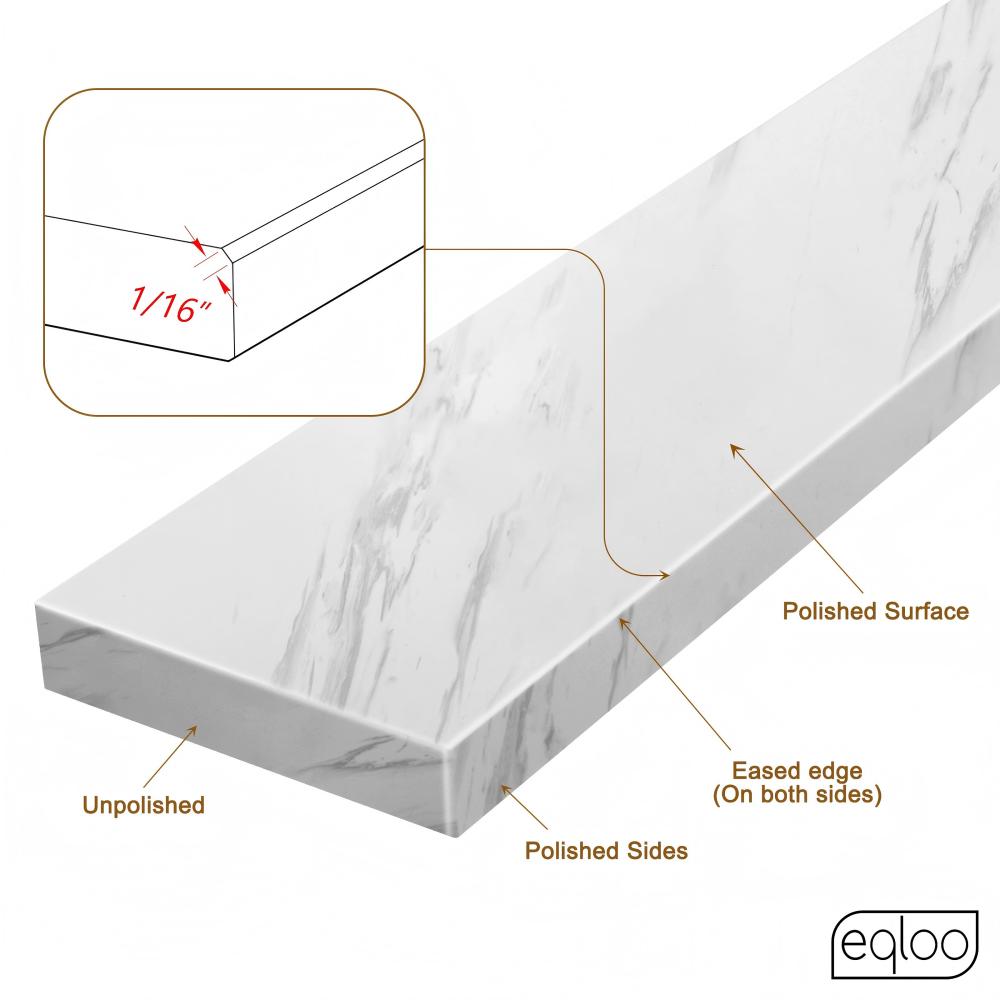 EQLOO 21-inch Vanity Side Splash In Lightning White – Engineered Stone, Fits Left Or Right, 4" Height