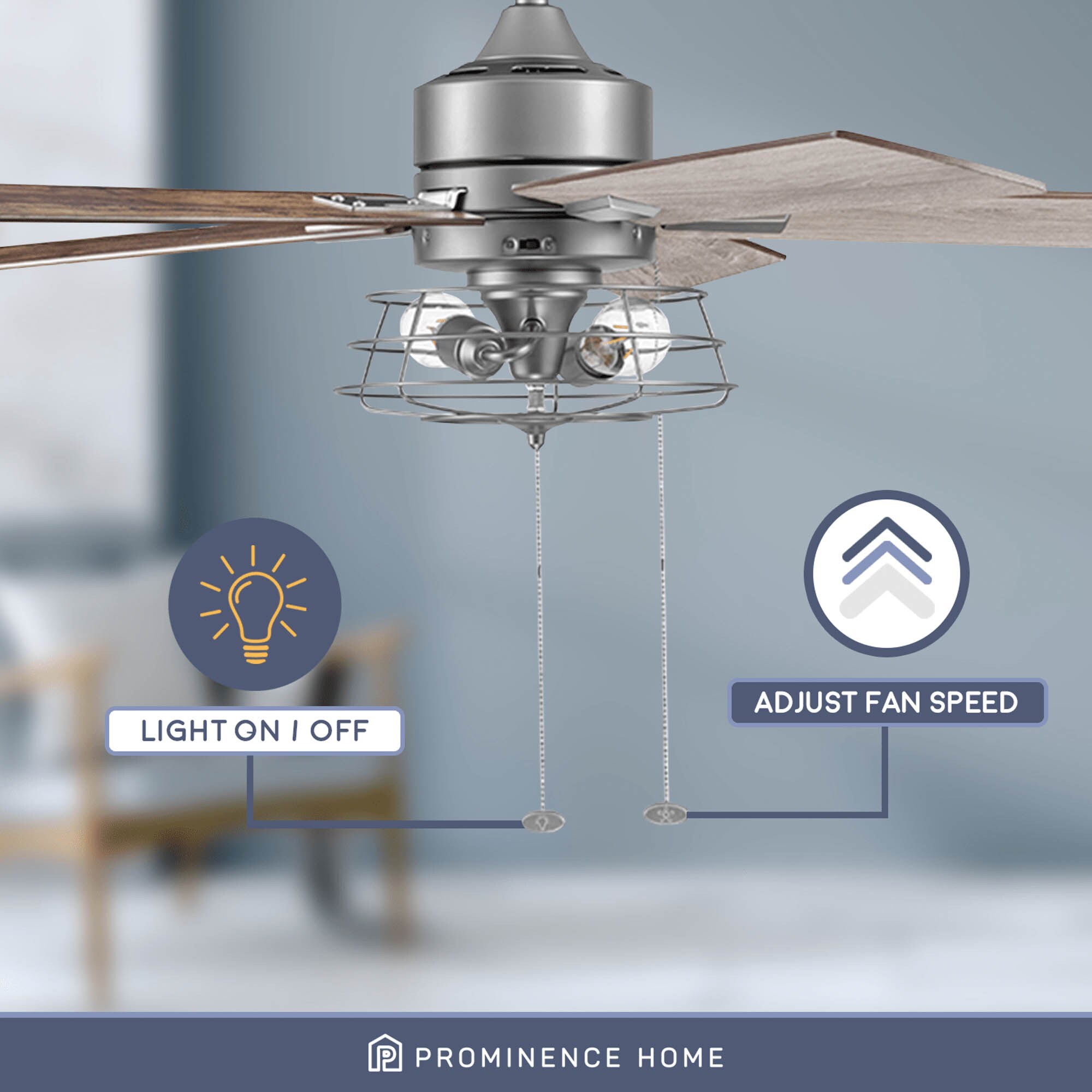 Marshall 52" Pewter Industrial Ceiling Fan with LED Light