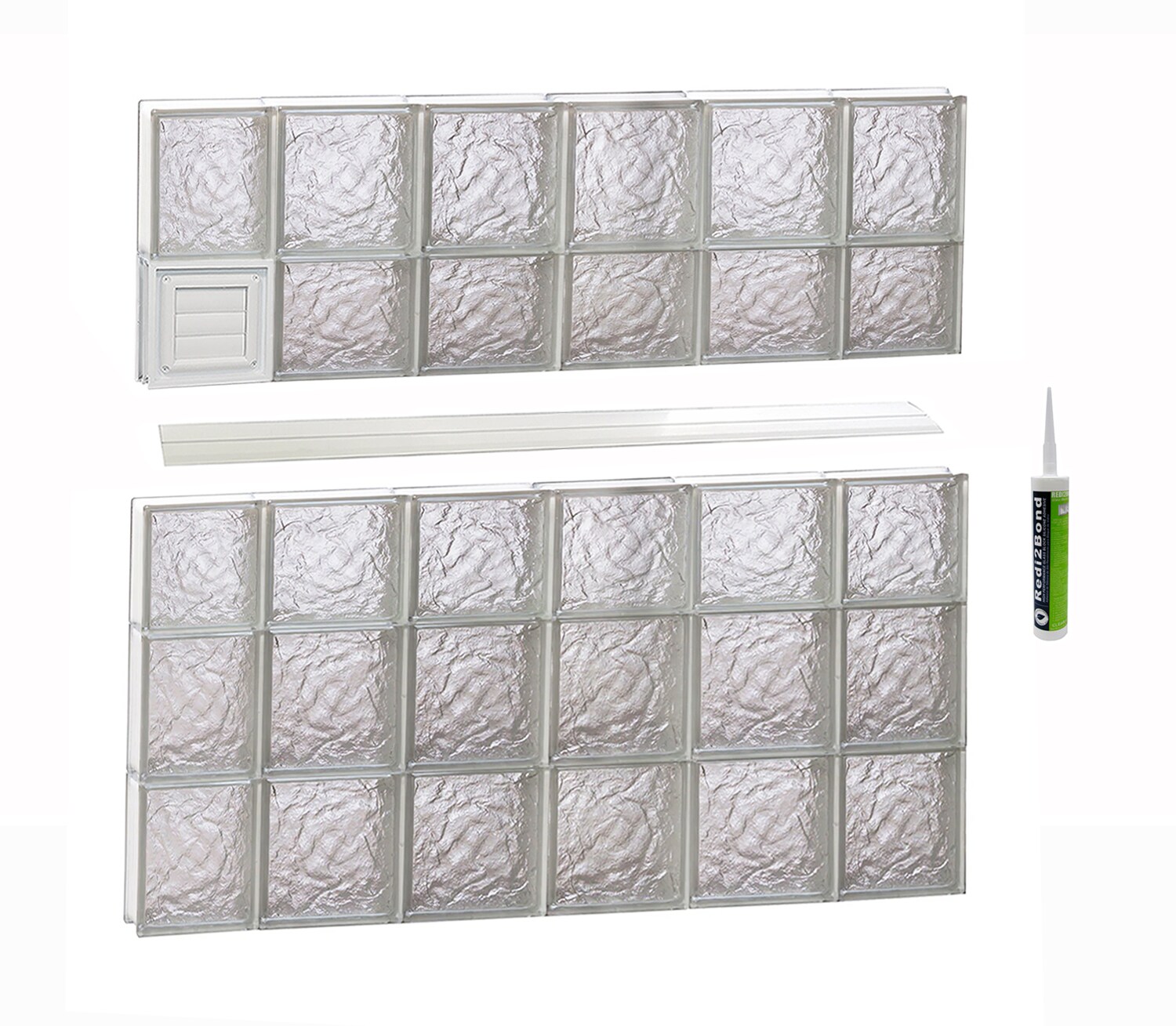 REDI2SET D4436IS Ice Glass 42-1/2-in x 34-3/4-in Frameless Replacement Dryer vent Glass Block Window
