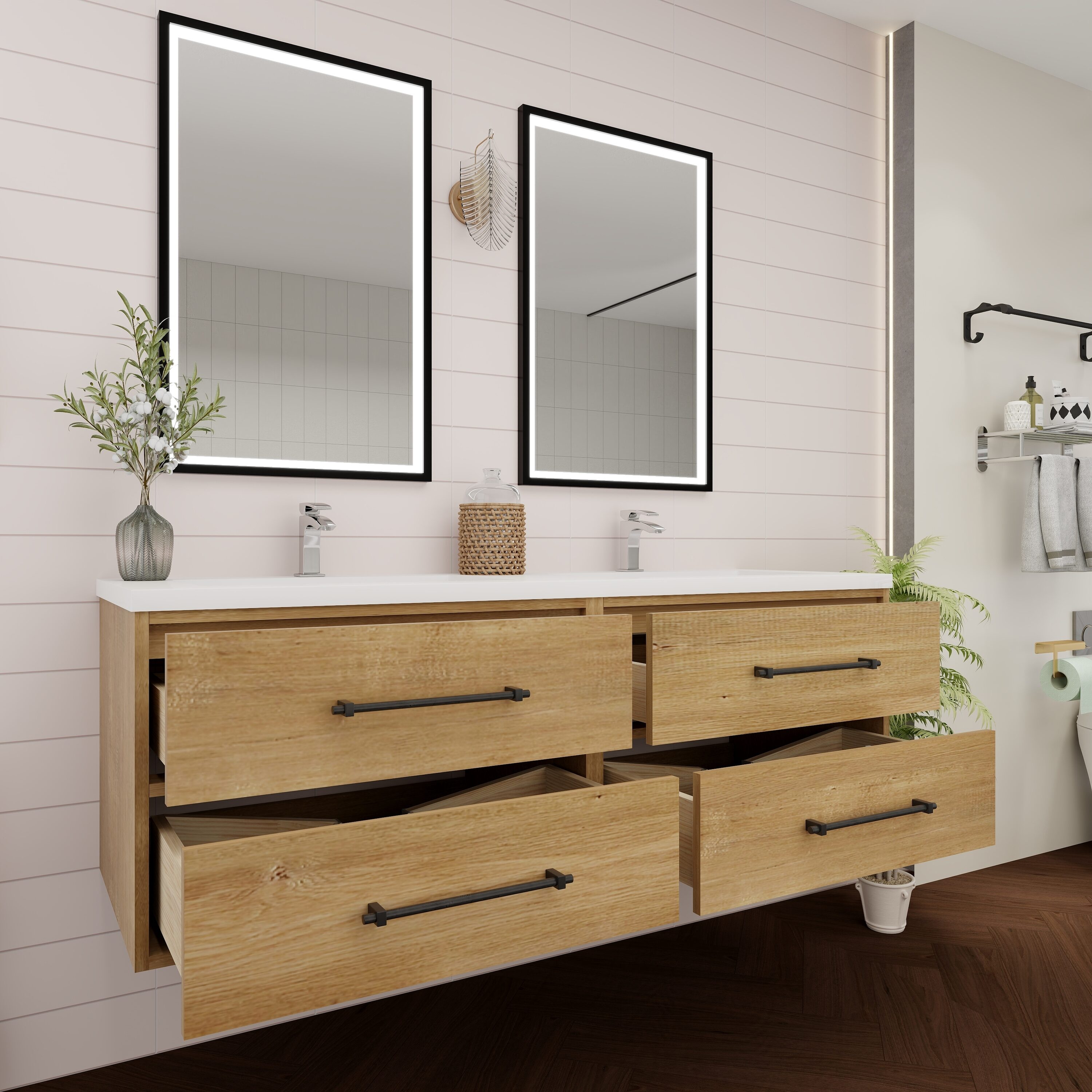 BV Better Vanity VICTORIA60DDWH-OAK Bath-Vanity-Combo - View #4