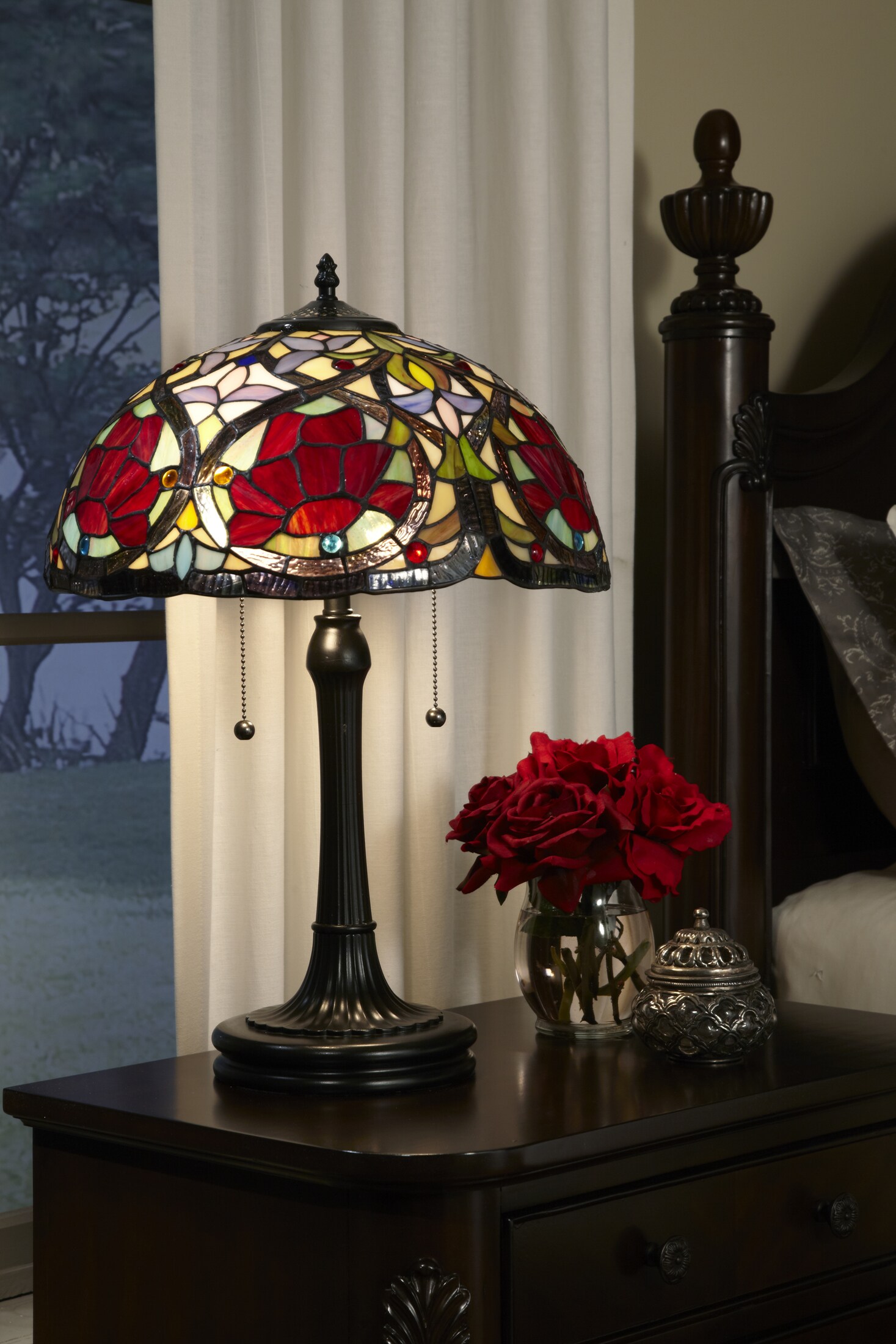 Quoizel Larissa 26-in Imperial Bronze Table Lamp with Glass Shade in ...