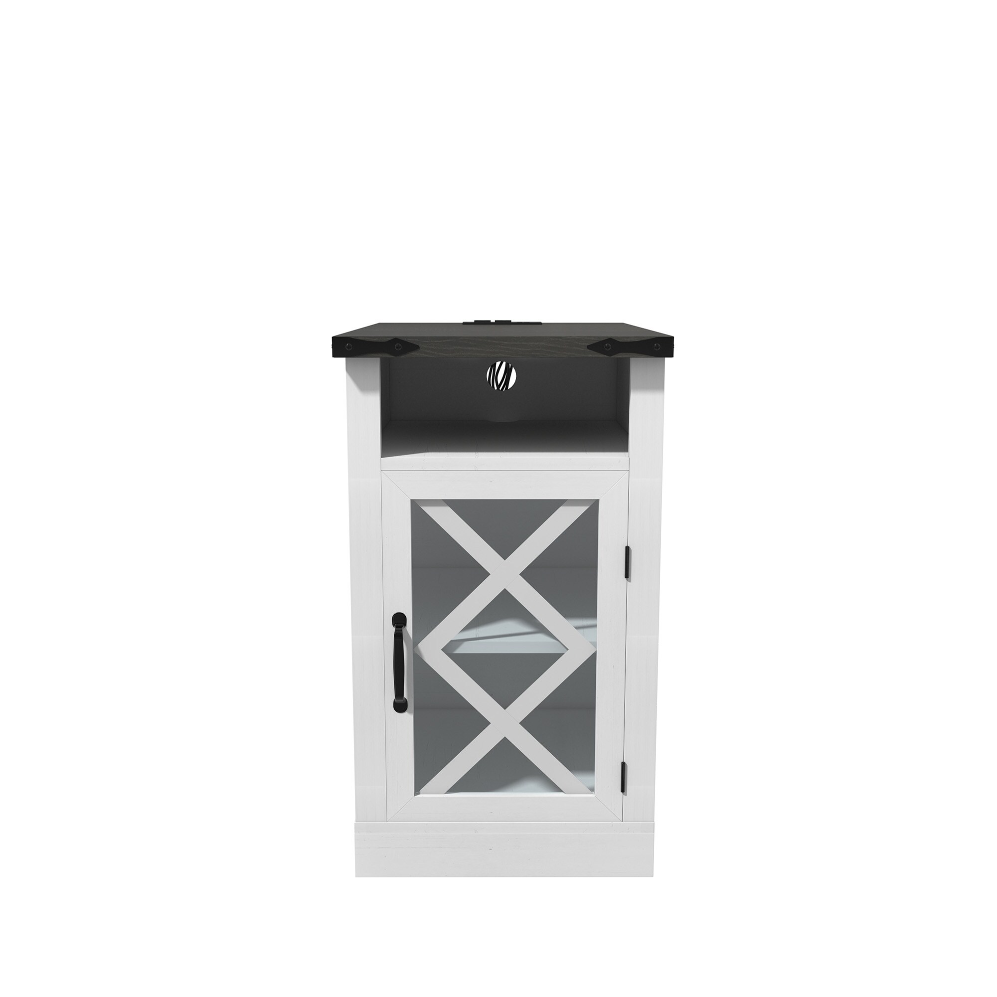Clihome CL0150711WH 15.35-Inches W x 25.6-Inches H White Composite Rectangular Modern End Table with Storage Assembly Required