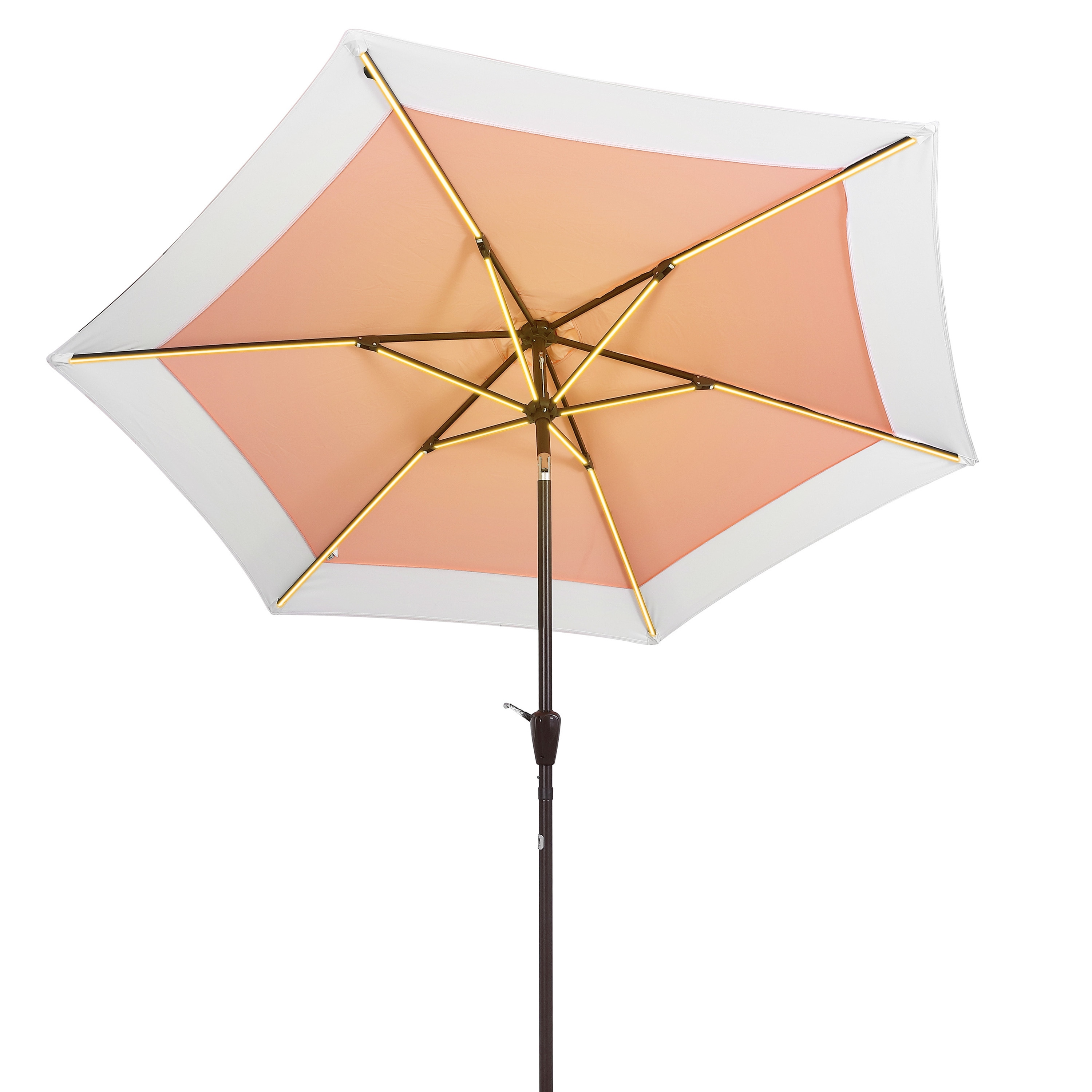 JONATHAN  Y UMB1100D 9-Feet Aluminum Pink Auto-tilt Market Patio Umbrella with Base