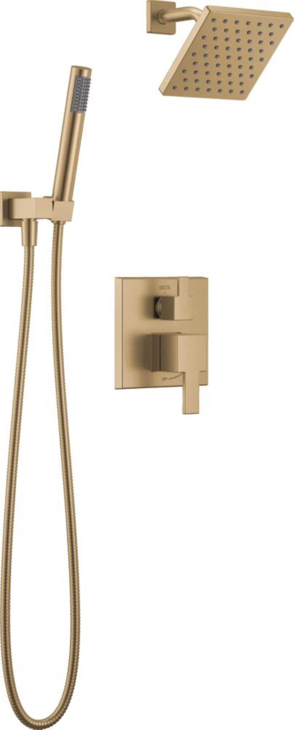 Delta Modern Champagnze Bronze 1-handle Multi-head 6.5-in Square Shower Faucet ( Valve not Included )