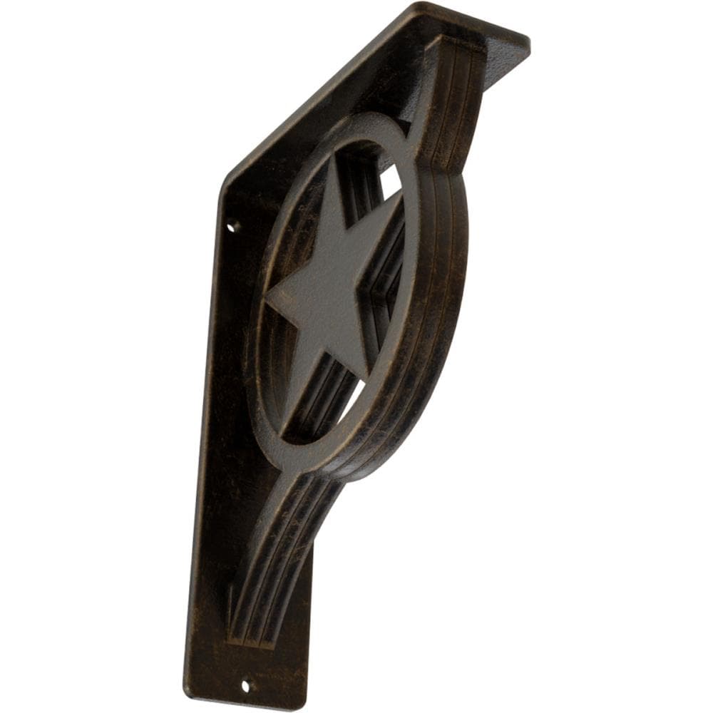 Ekena Millwork BKTM02X05X08TAUABS Austin 5.5-in x 2-in x 8-in Antique brass Wrought iron Mounting bracket