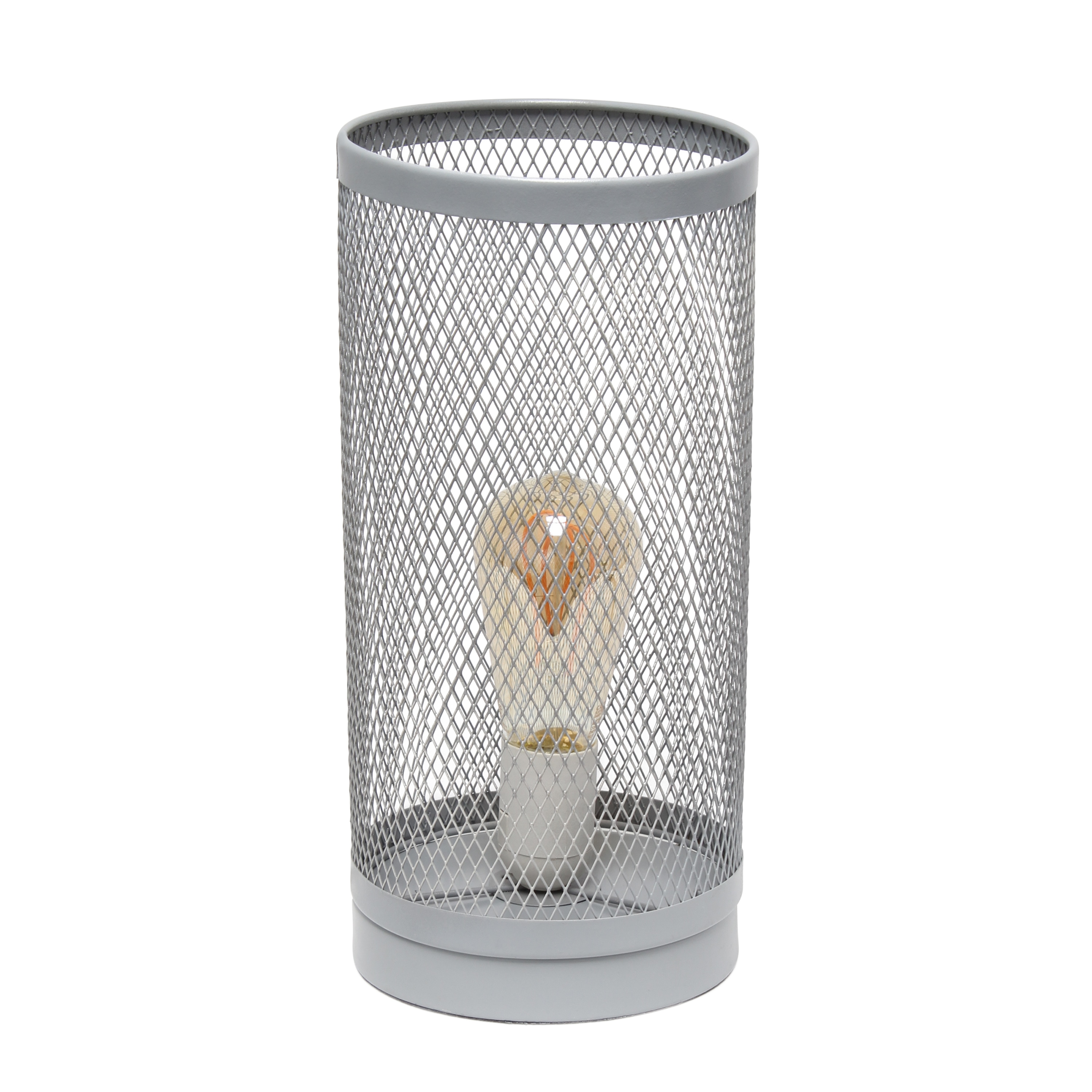 Simple Designs LT1075-GRY 12.75-in Gray Table Lamp with Metal Shade
