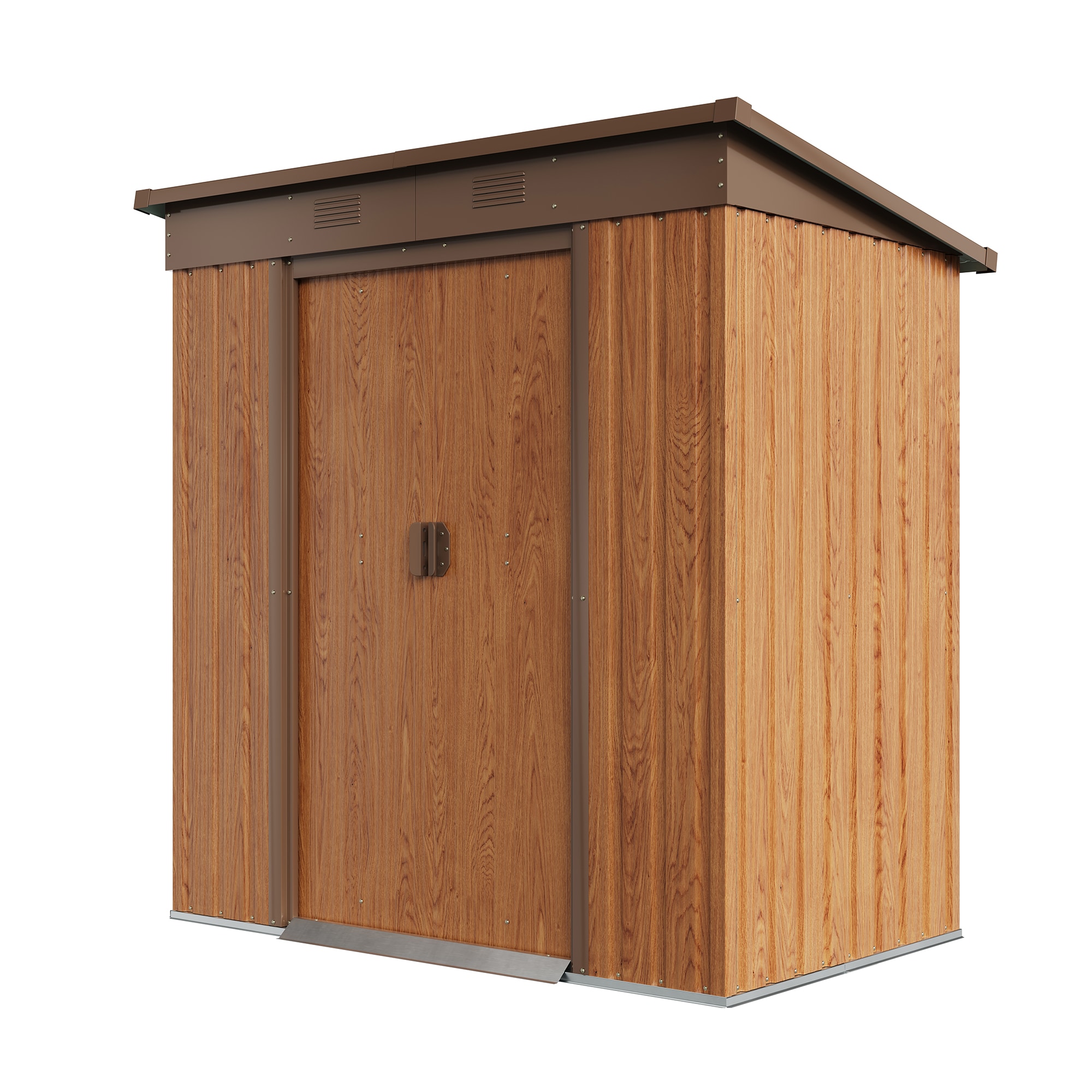 Mondawe MO-RYXD46-W 6-ft x 4-ft Wood-Looking Metal Storage Sheds Galvanized steel Storage Shed