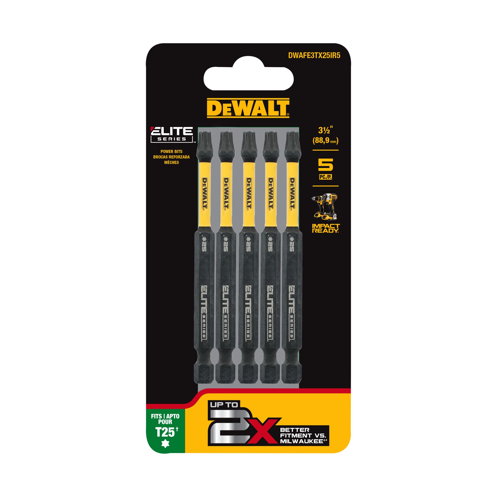 DEWALT DWAFE3TX25IR5 ELITE SERIES 1/4-in x 3-1/2-in Torx Impact Driver Bit Set 5 -Piece