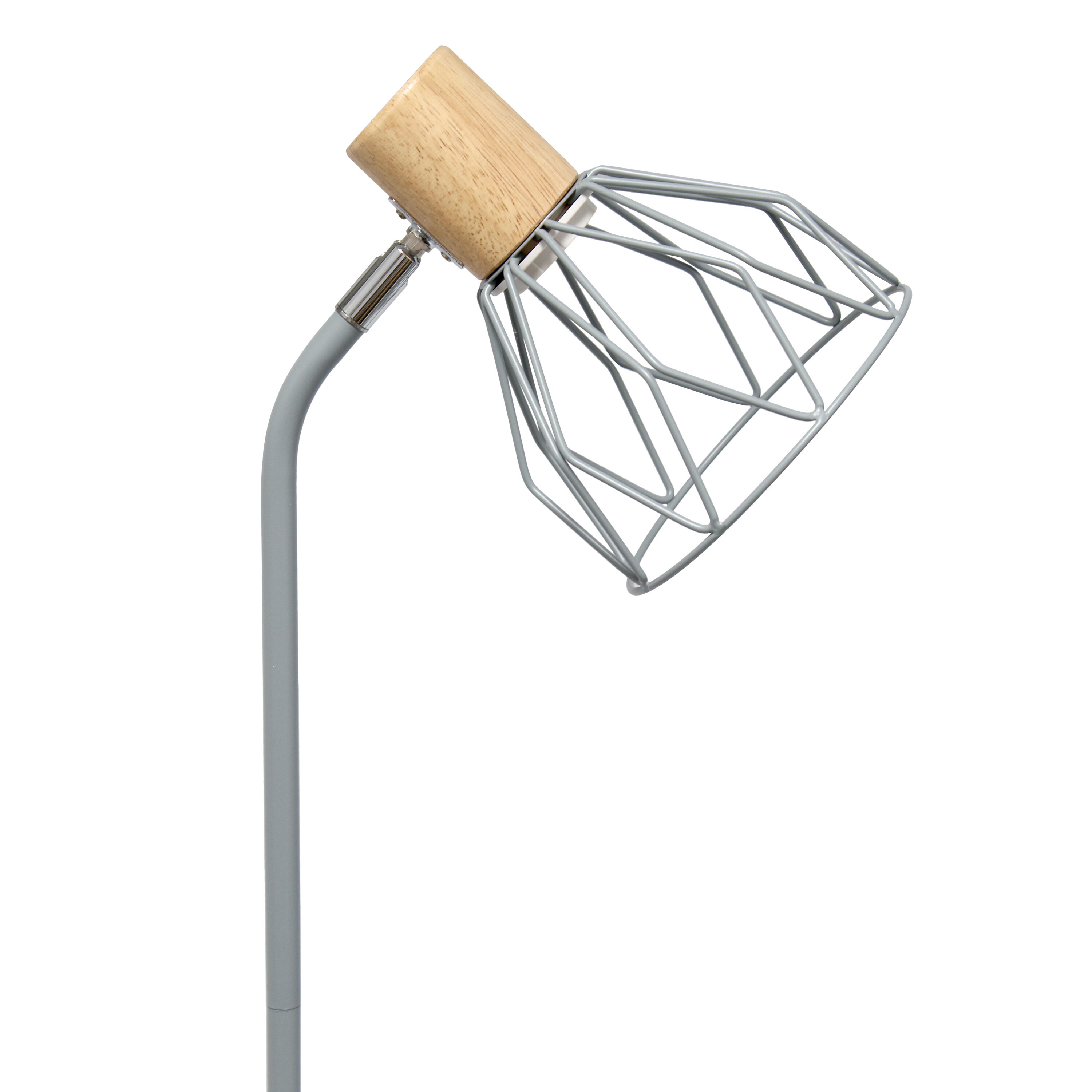 Gray Adjustable Industrial Farmhouse Floor Lamp with Wire Cage Shade