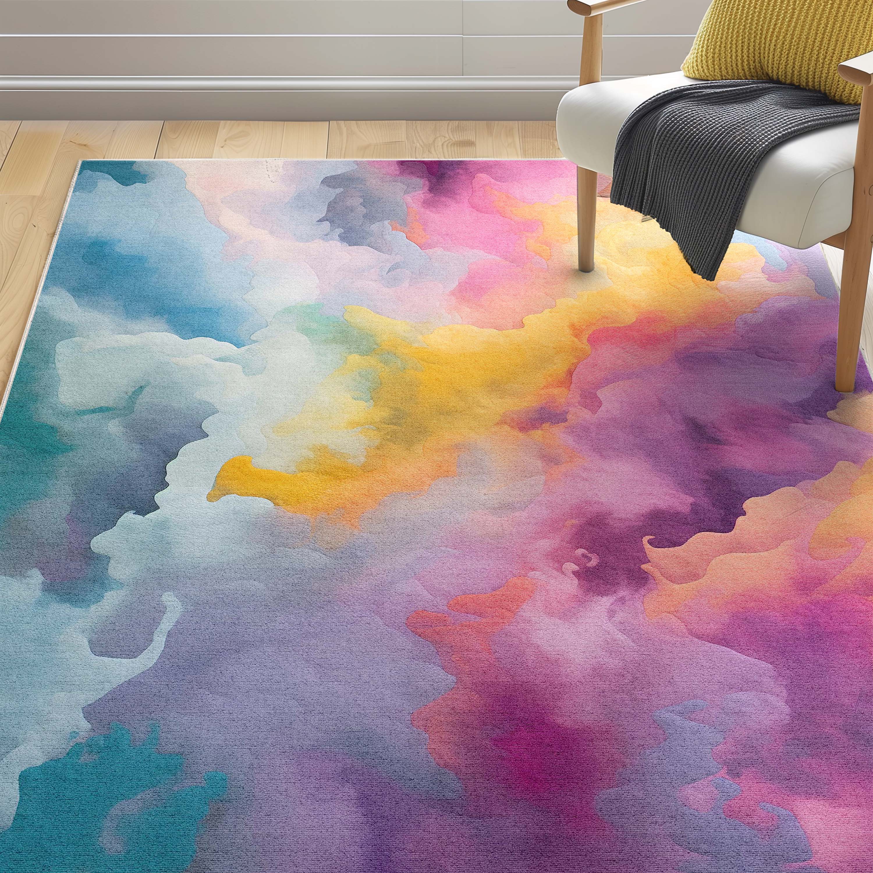 Well Woven CRA-41A-5 Crayola 5 x 7 (ft) Polyester Multi Color Rectangular Indoor Abstract Mid-Century Modern Area rug