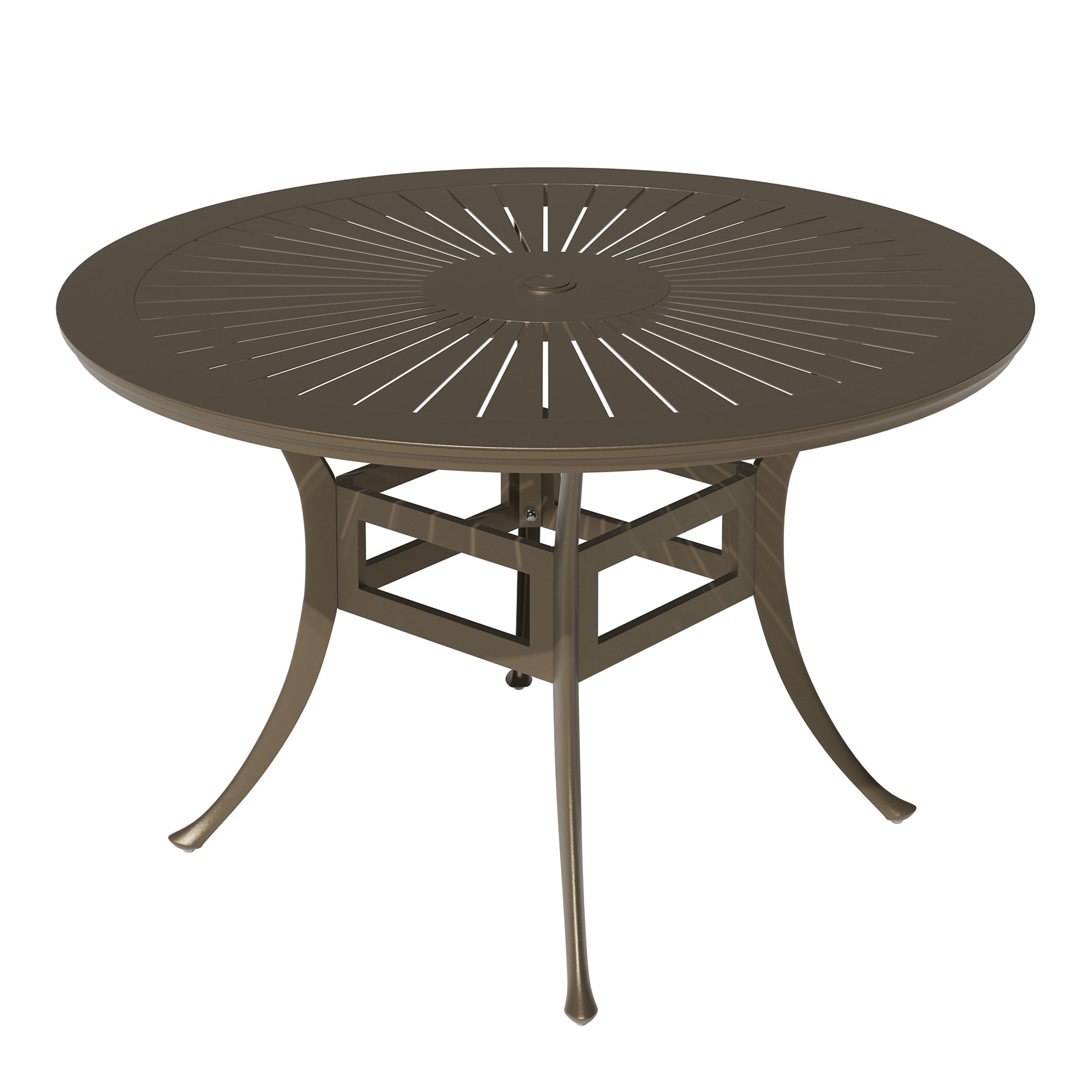 Mondawe 21OD112055FF Cast Aluminum Round Outdoor Dining 48-in W x 48-in L with Umbrella Hole