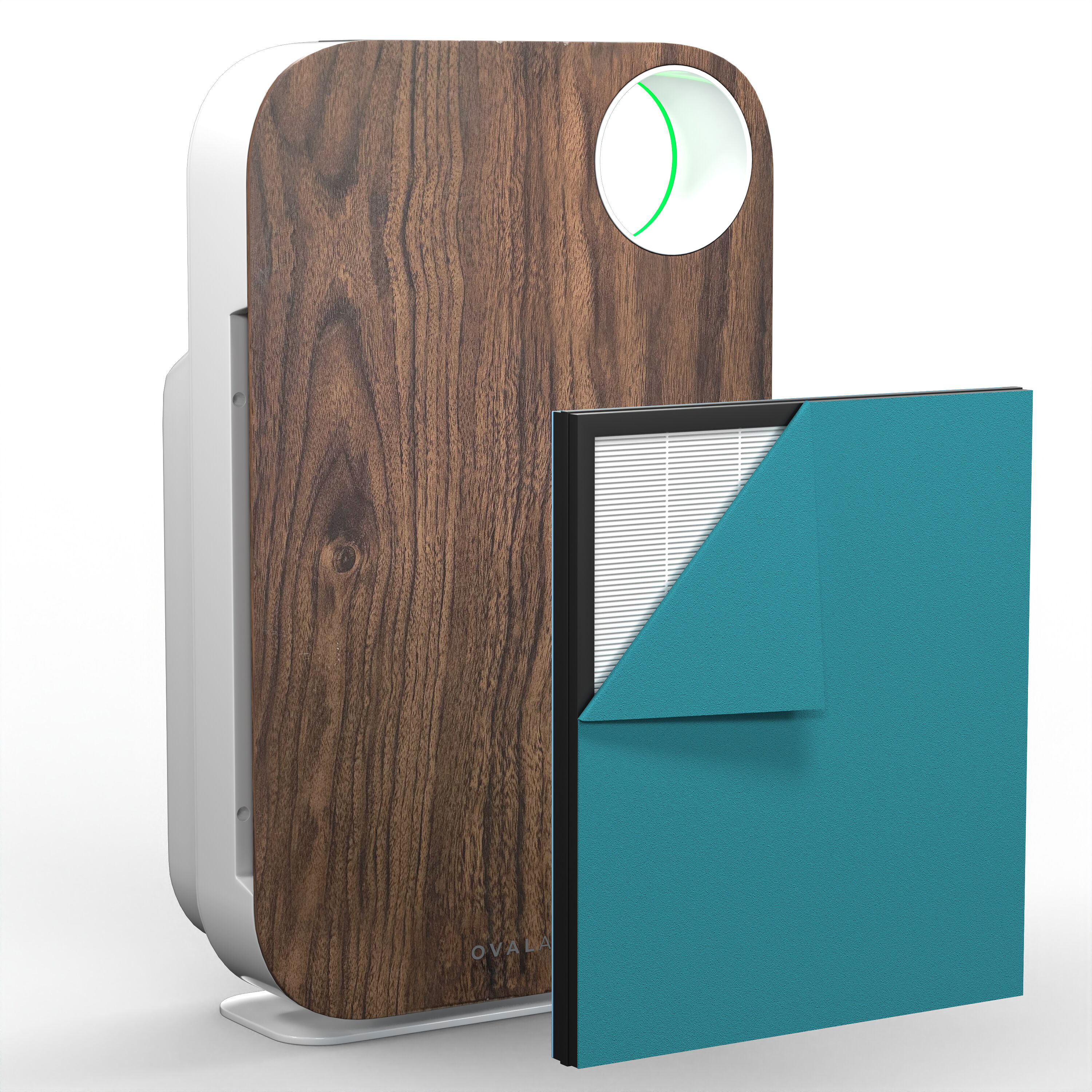 OVAL AIR AIR1000D H13 5-in-1 Auto-Timer Interchangeable Cover 3 -Speed Ionic Dark Wood True HEPA Air Purifier (Covers: 600-sq ft )