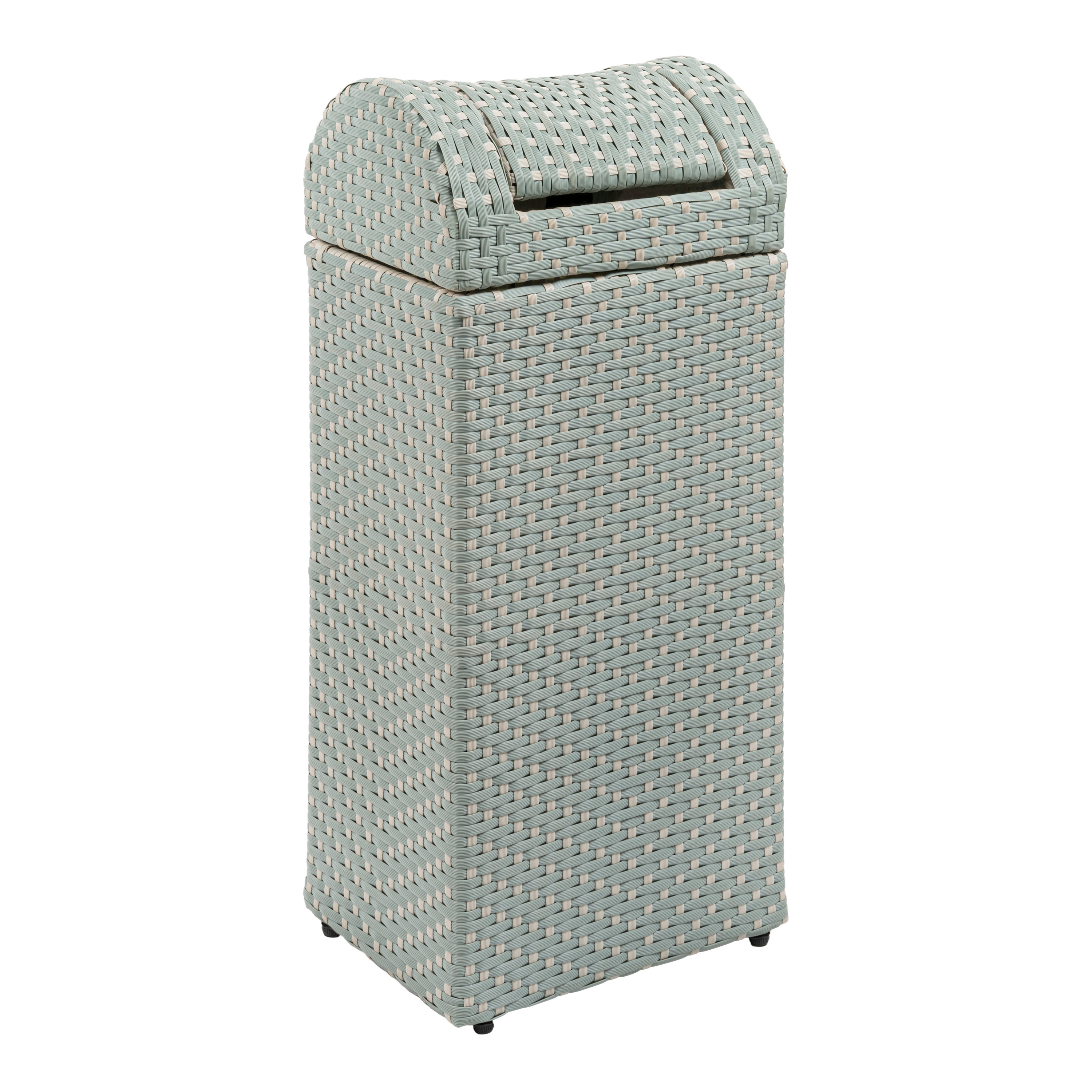 happimess HPM1201C 14.27 Gallon Mint Blue/White Metal Indoor/Outdoor Kitchen Swing/Push Lid Trash Can