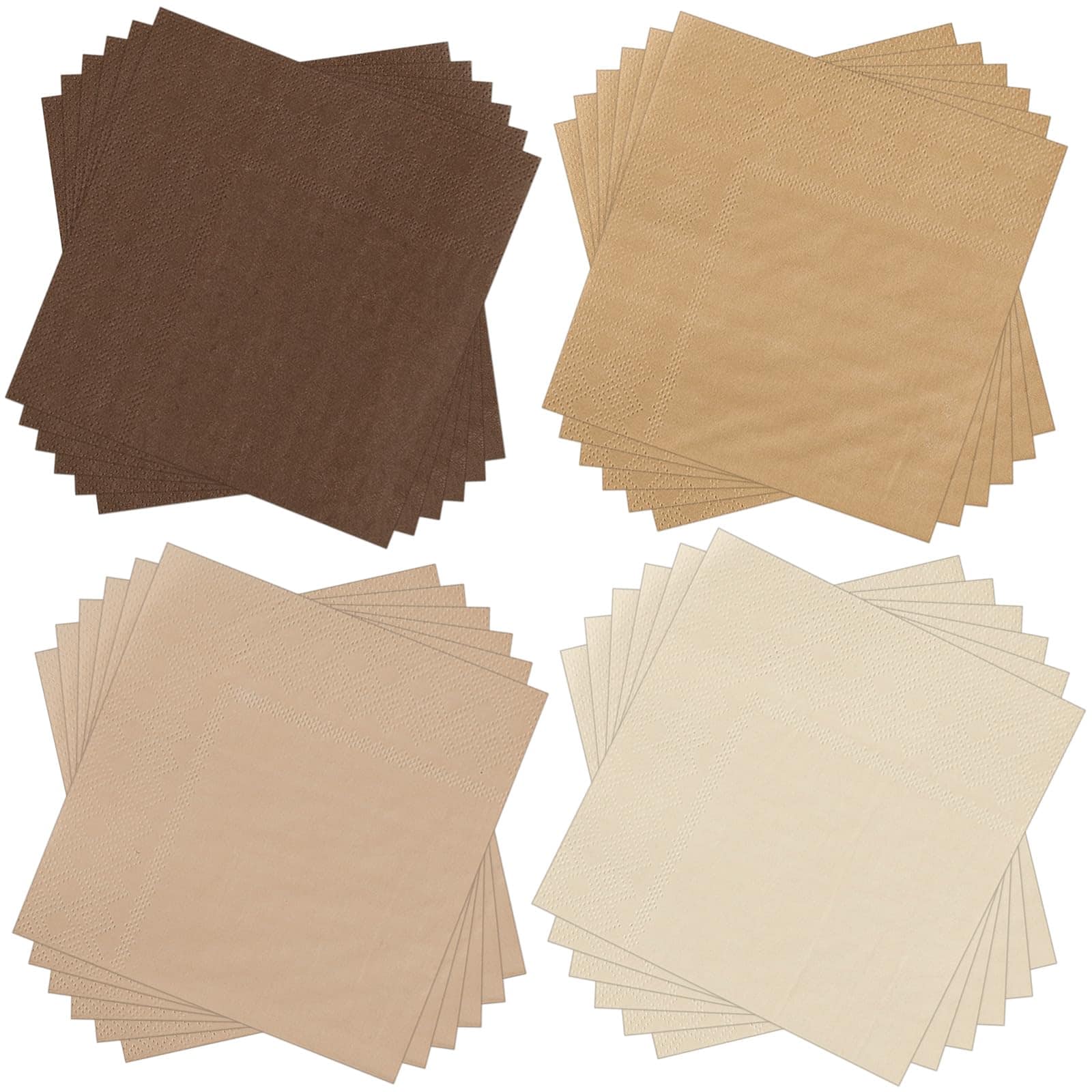Aoibox  100 Count Brown Series Cocktail Napkins Disposable 2 Ply Gradient Square Paper Beverage Napkins 5 x 5 in Folded