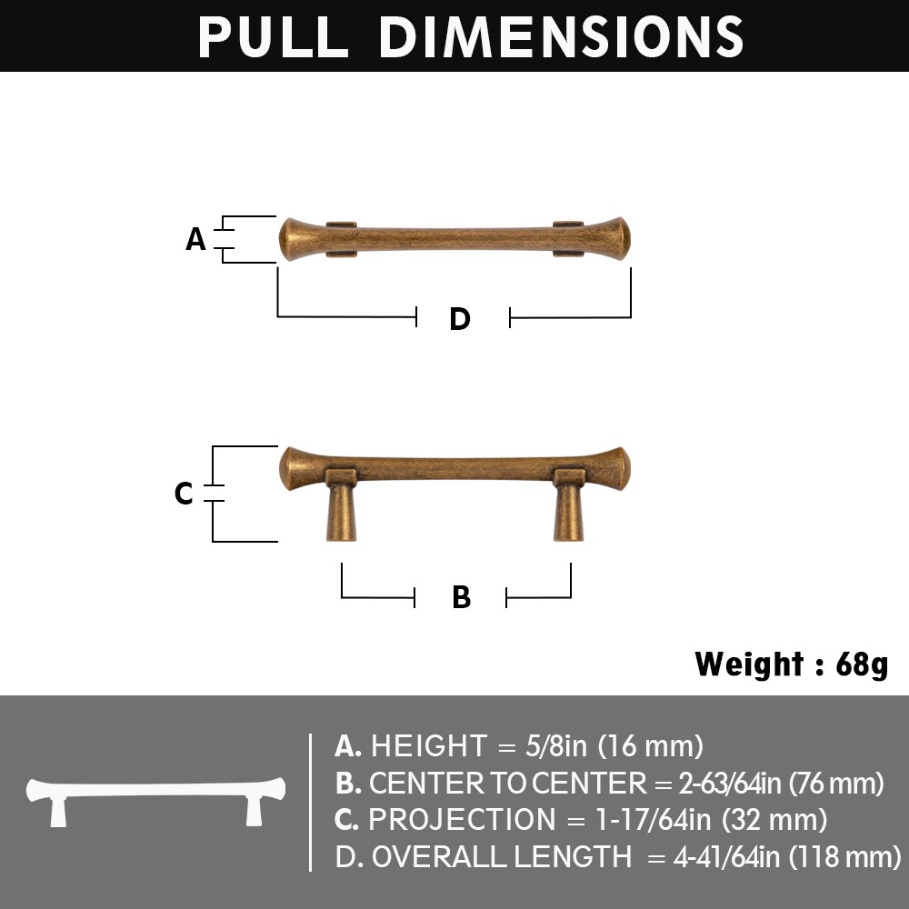 Miaokesen 6652GT-76 Cabinet-Pulls - View #2