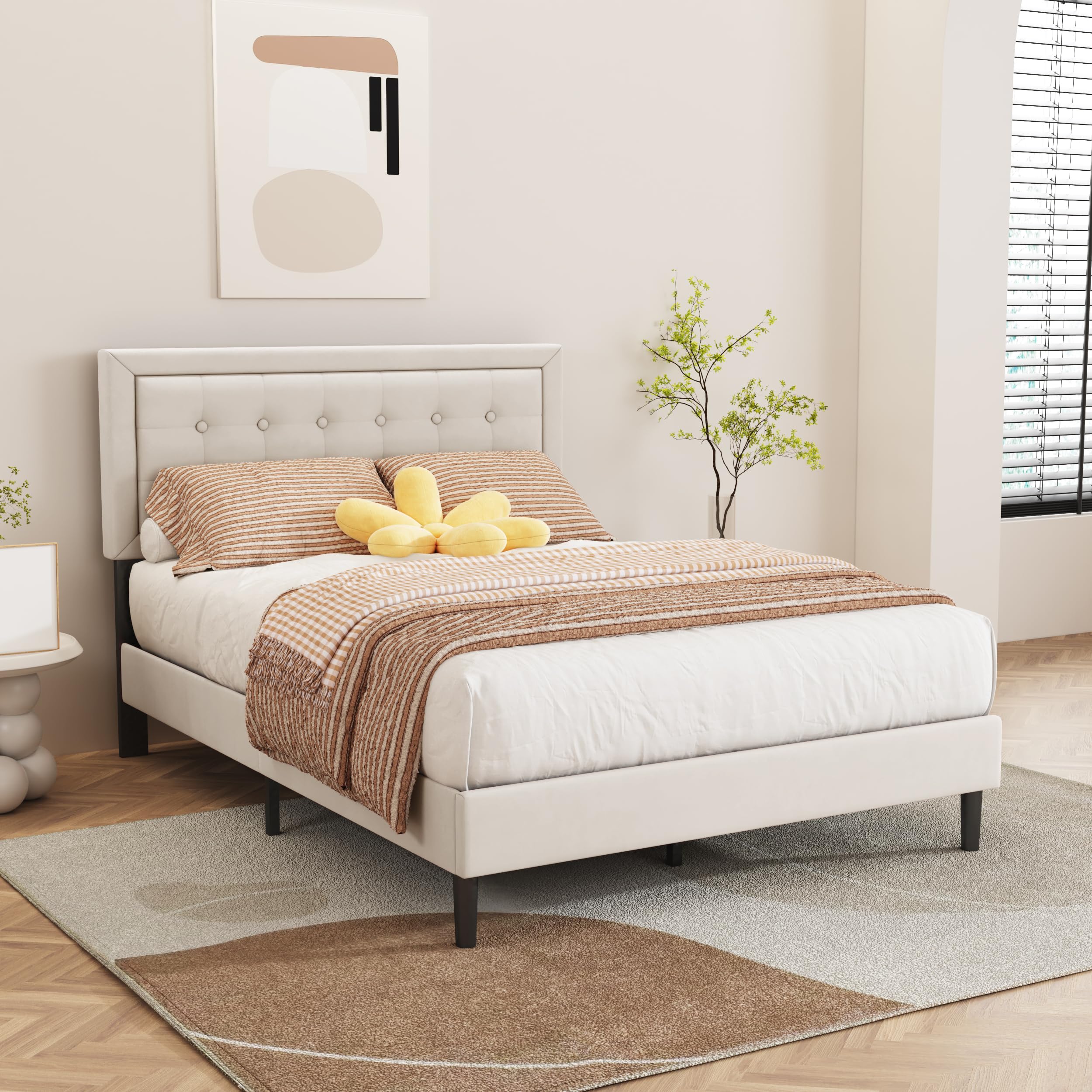 insta-bed 6610-BG01 beige Full Metal Bed frame Bed